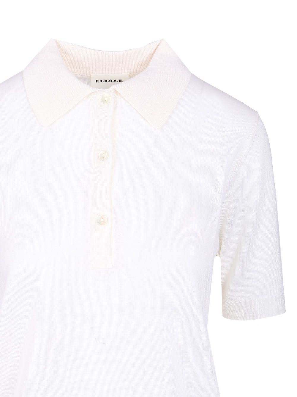 P.a.r.o.s.h Ribbed-knit Polo Top In White