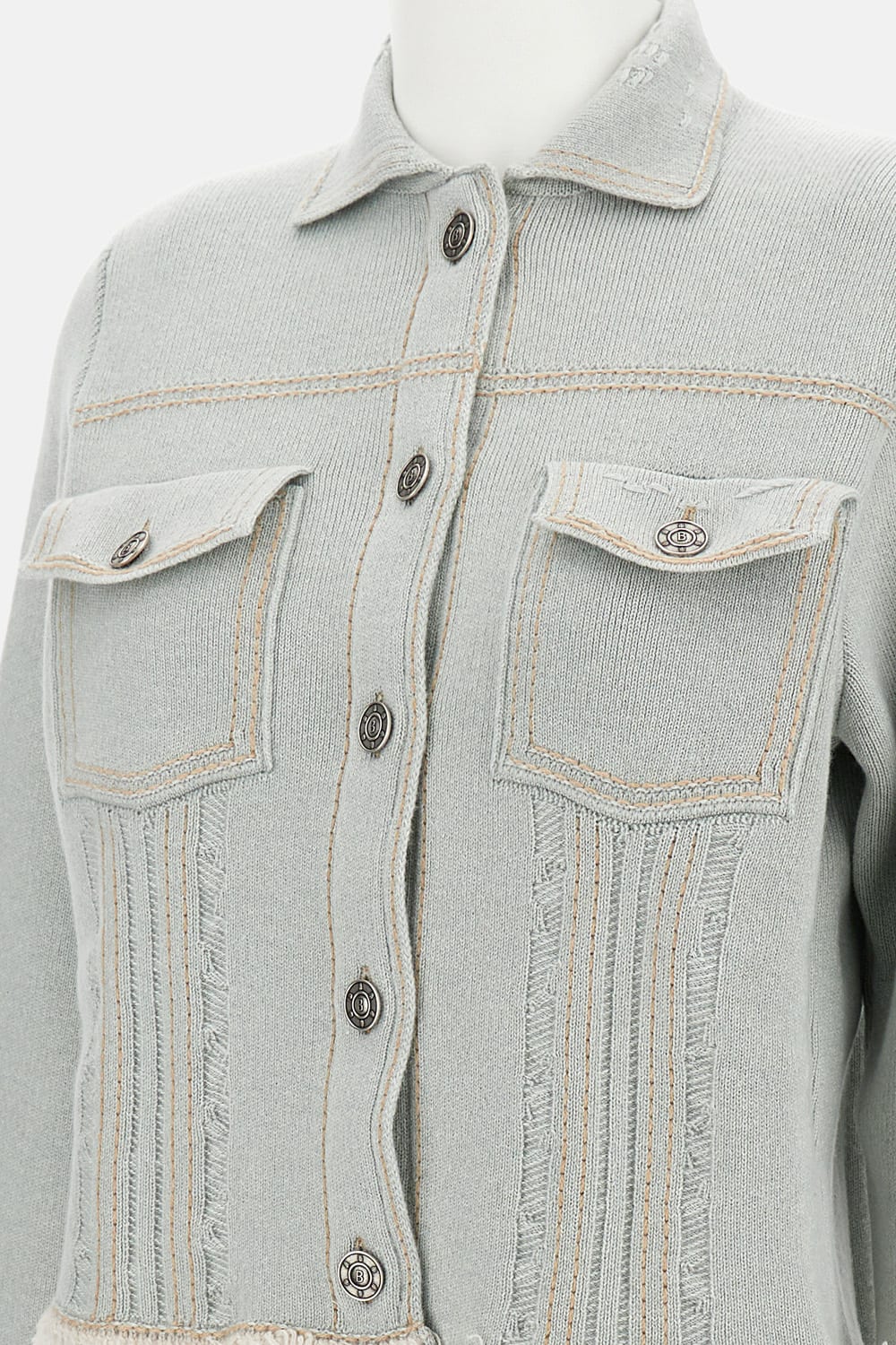 Barrie Pleated Denim Jacket In Blue