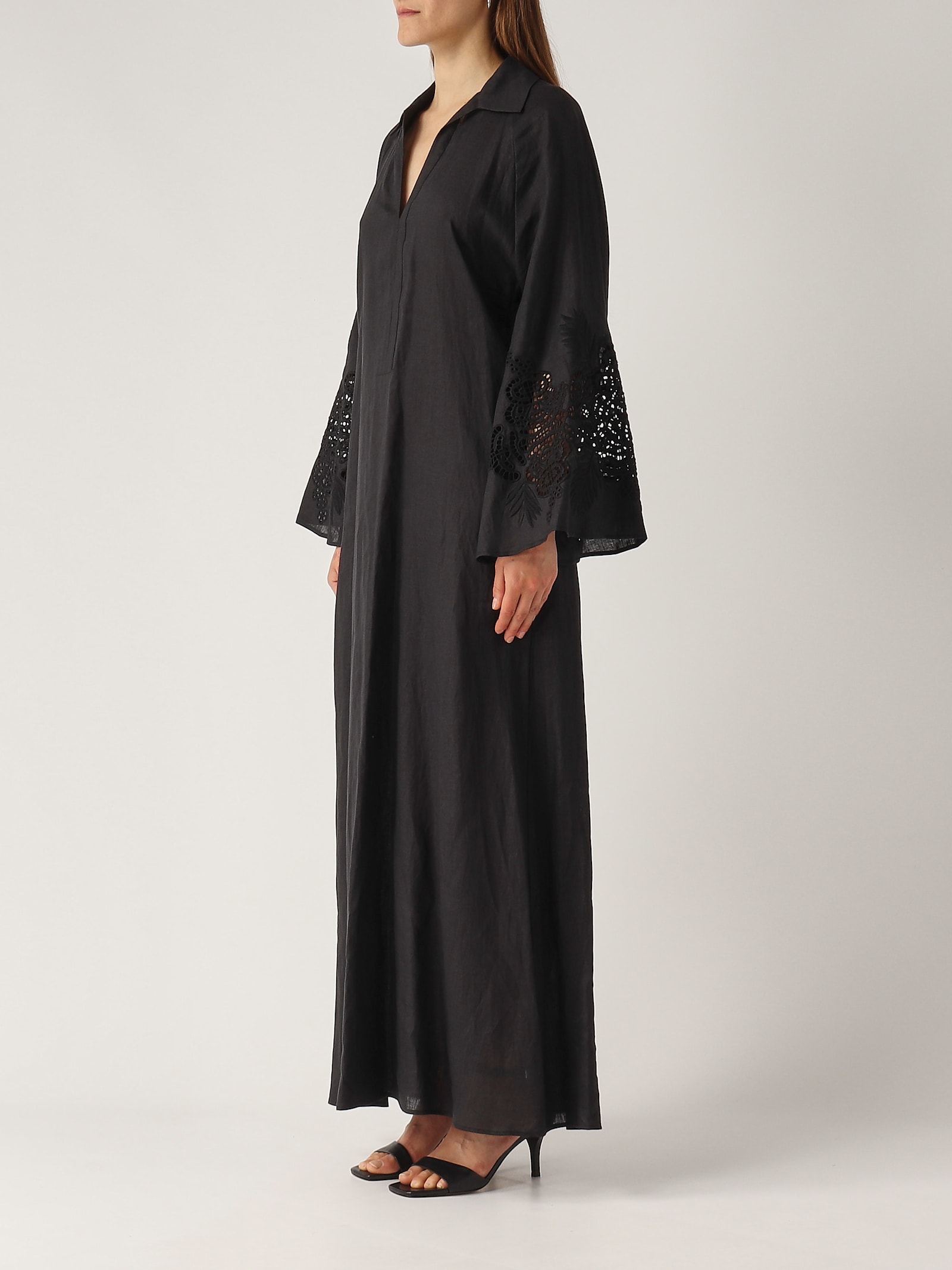 Max Mara Womens Ultramarine Monia Drawstring-waist Wool Midi Dress In Nero