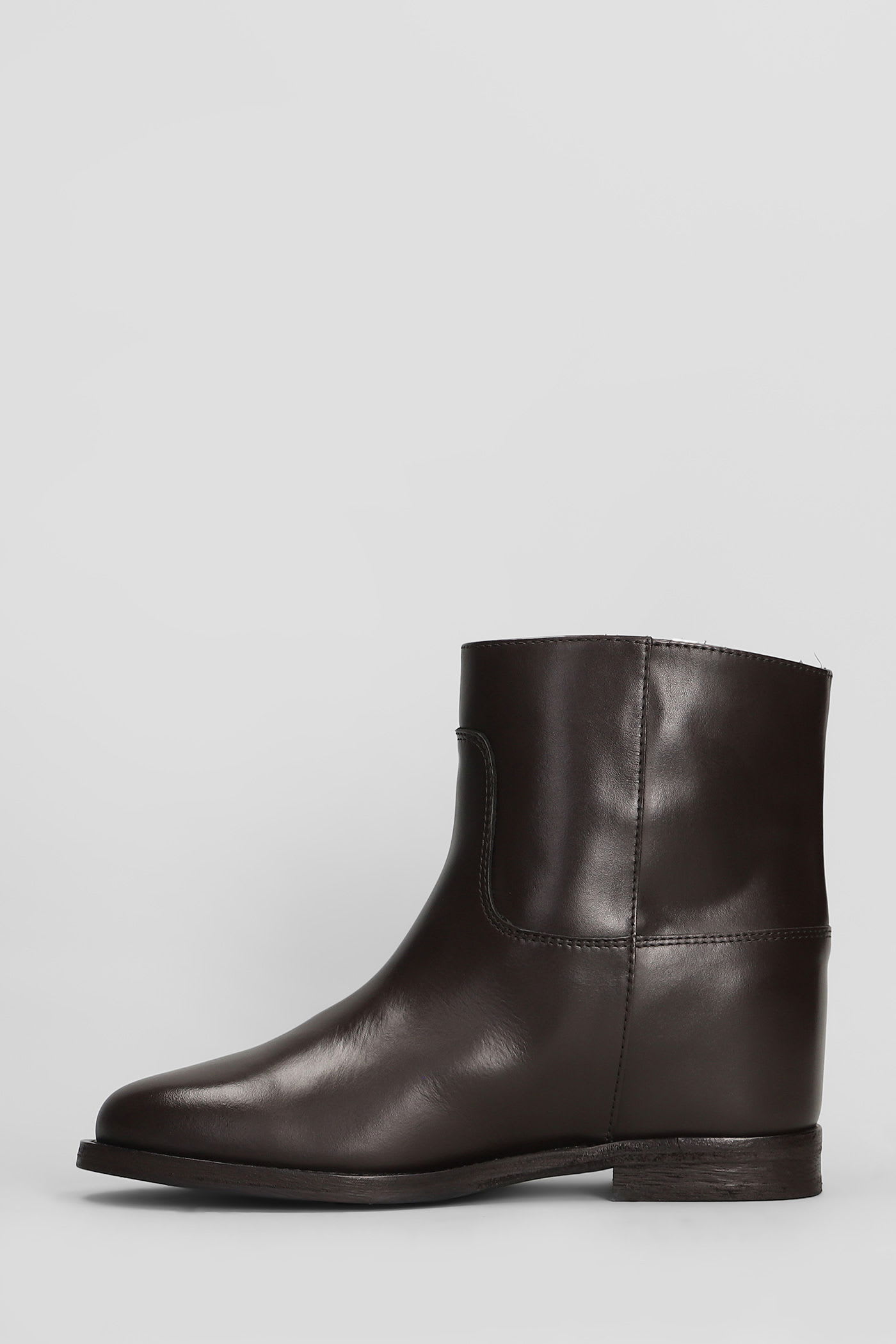 Via Roma 15 Ankle Boots Inside Wedge In Dark Brown Leather In Brown