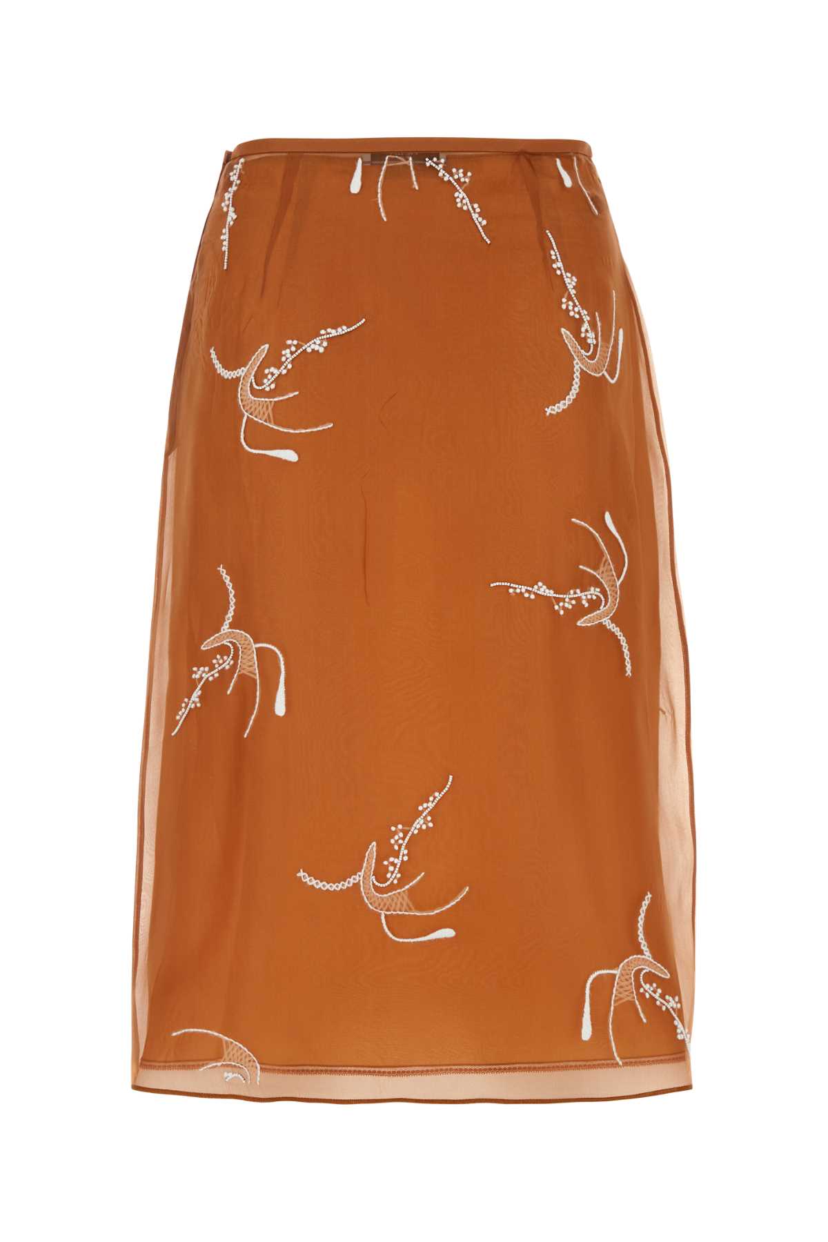 Shop Prada Copper Organza Skirt In Ruggine