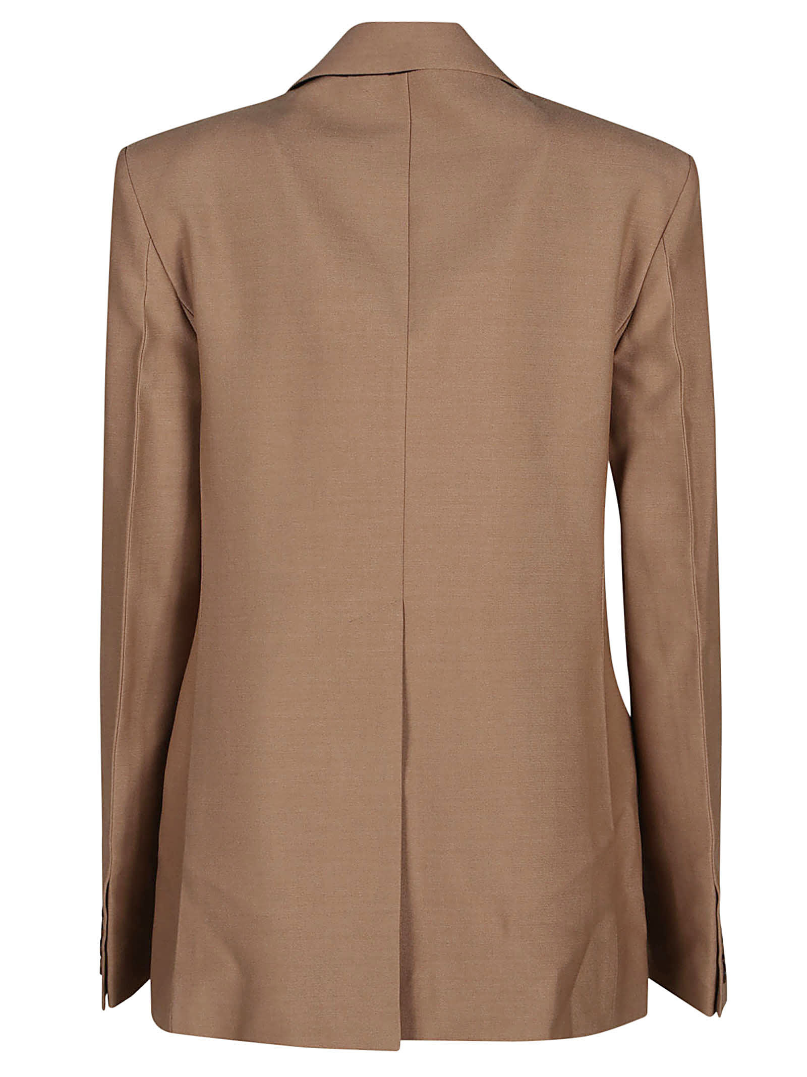 Shop Victoria Beckham Asymetric Double Layer Jacket In Cammello