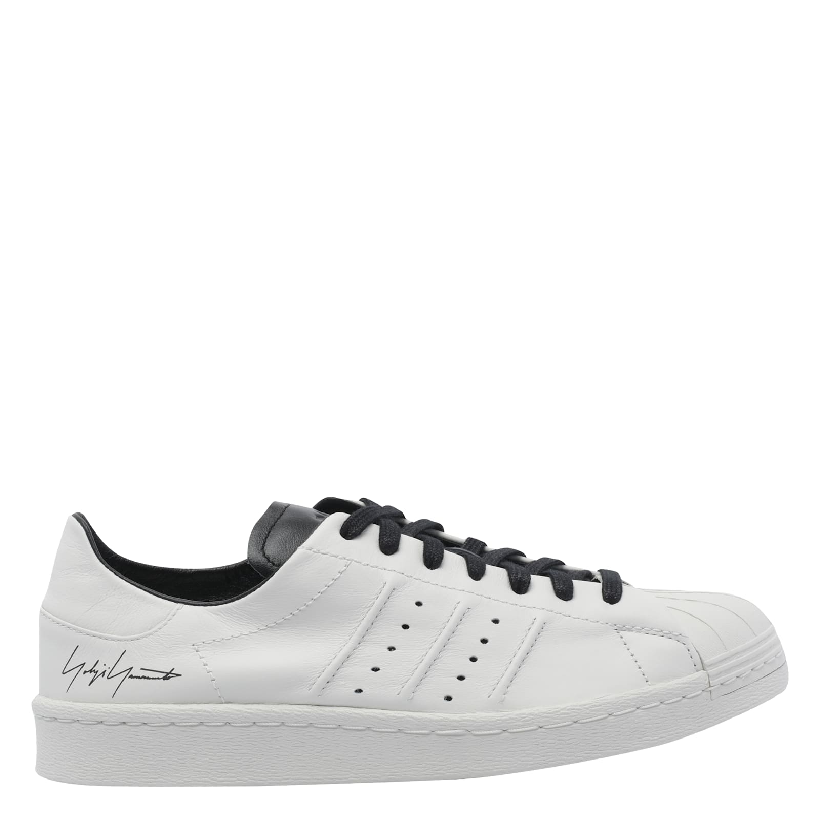 Y-3 Premium Leather Sneakers With Rubber Shell Toe In White