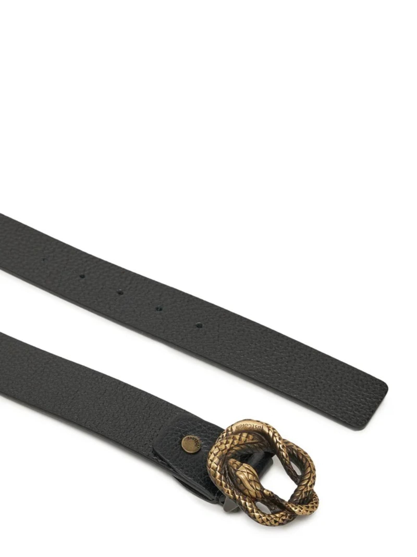 Just Cavalli Snake-buckle Belt In Black