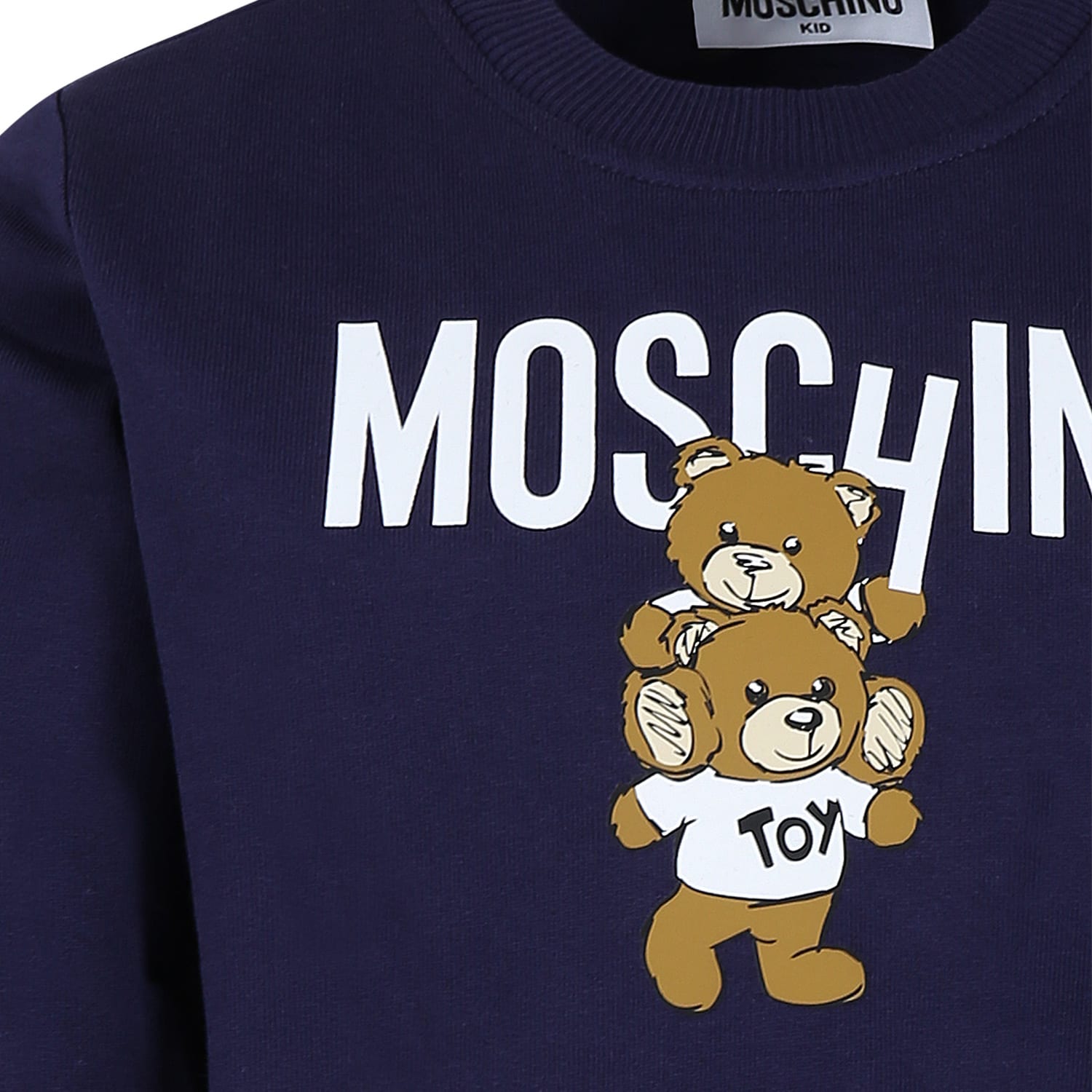 Shop Moschino Blue Sweatshirt For Kids With Two Teddy Bears