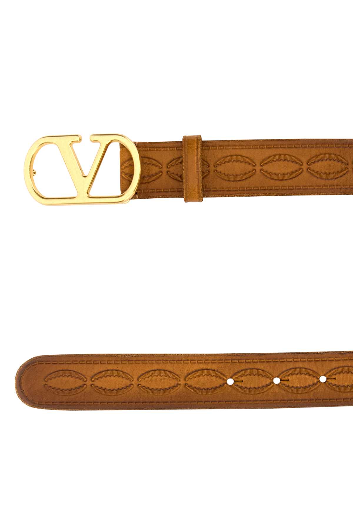 Valentino Brown Camel Leather Belt In Lightsaddle