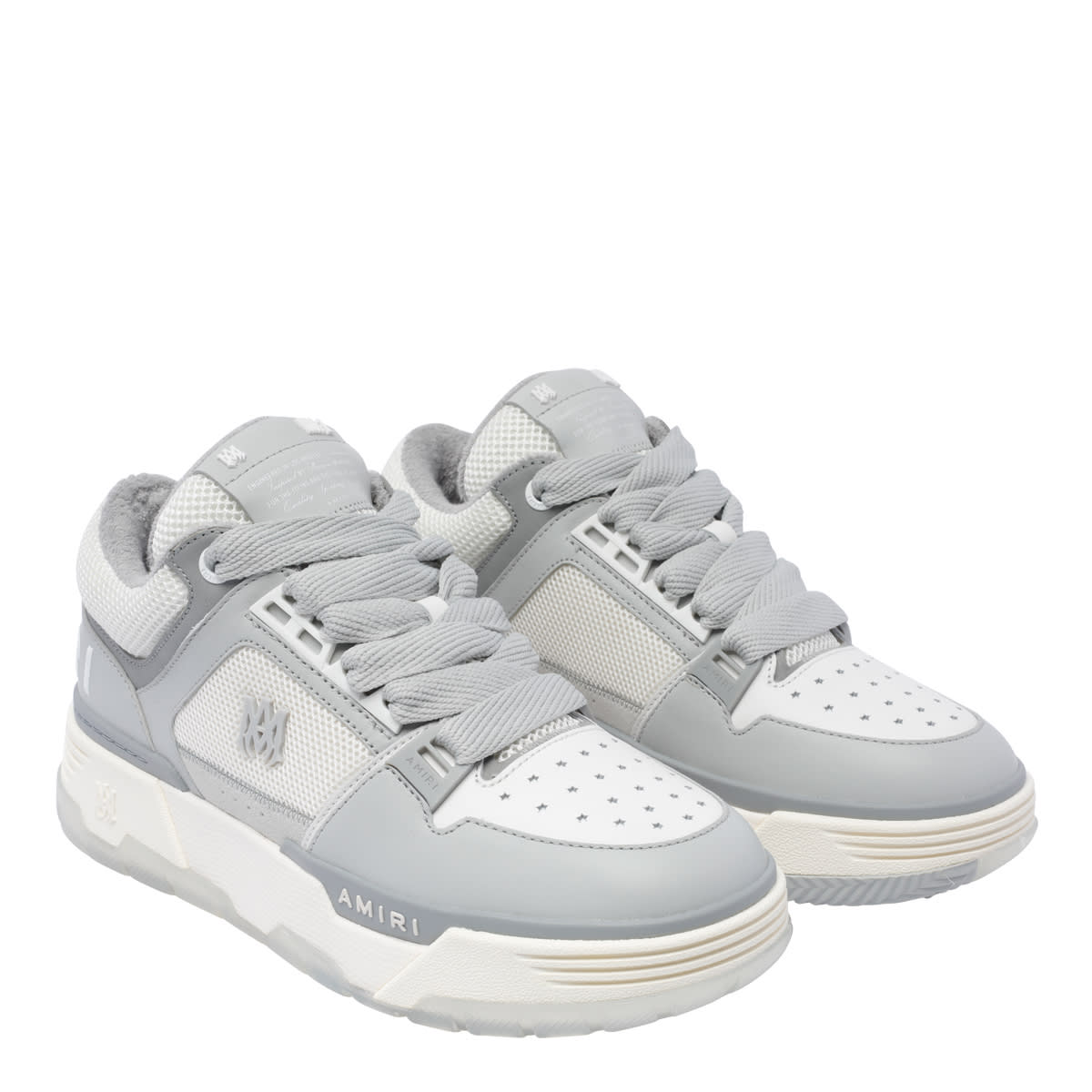 Amiri Grey Low Top Sneakers With Logo Detail In Tech Fabric And Leather Man In Gray