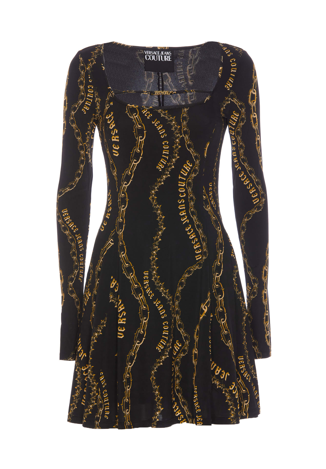 Shop Versace Jeans Couture Mini Chain Couture Dress In Black E Gold