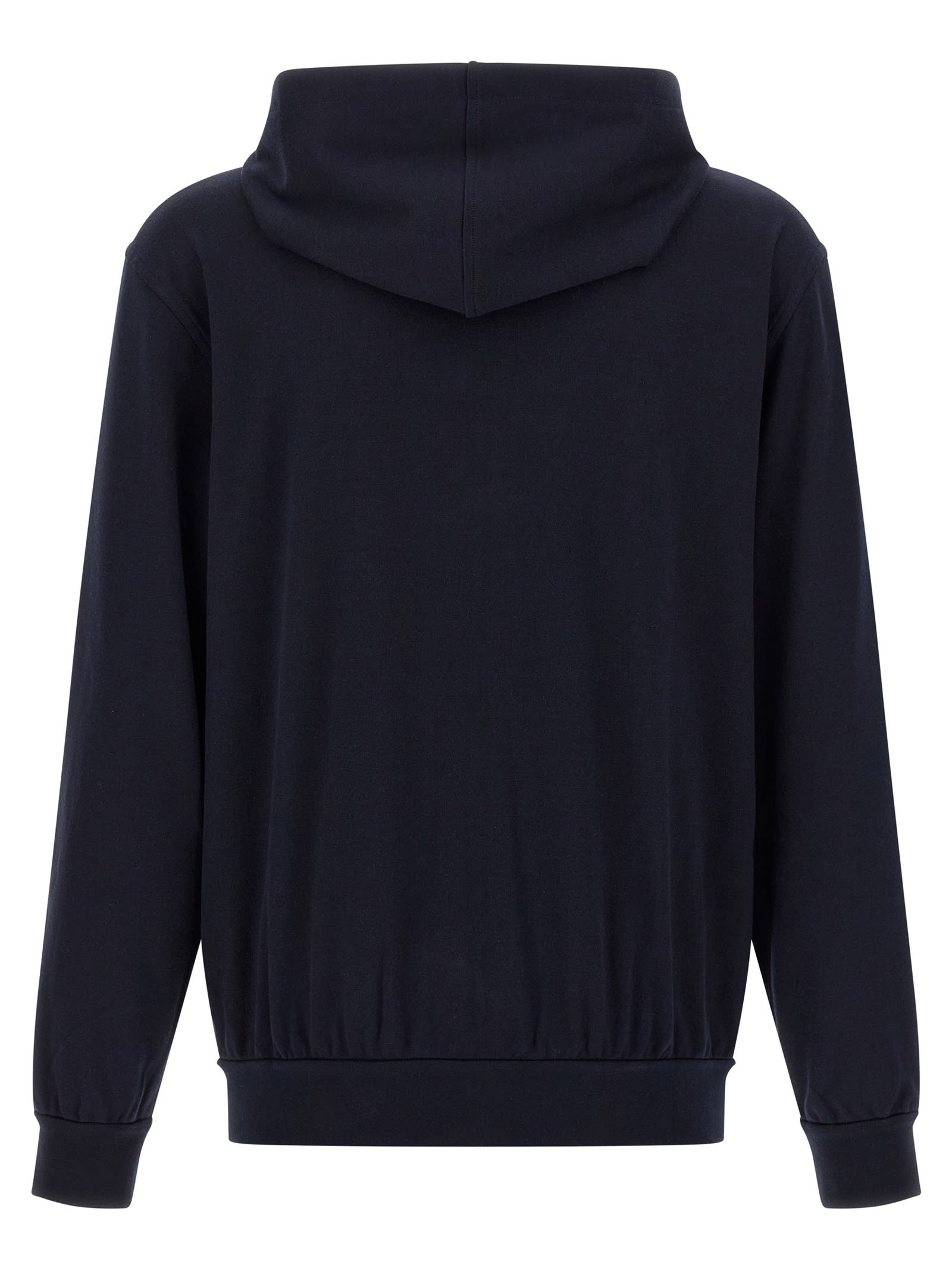 Brioni Casual Cotton Hoodie Featuring Front Pockets In Blue