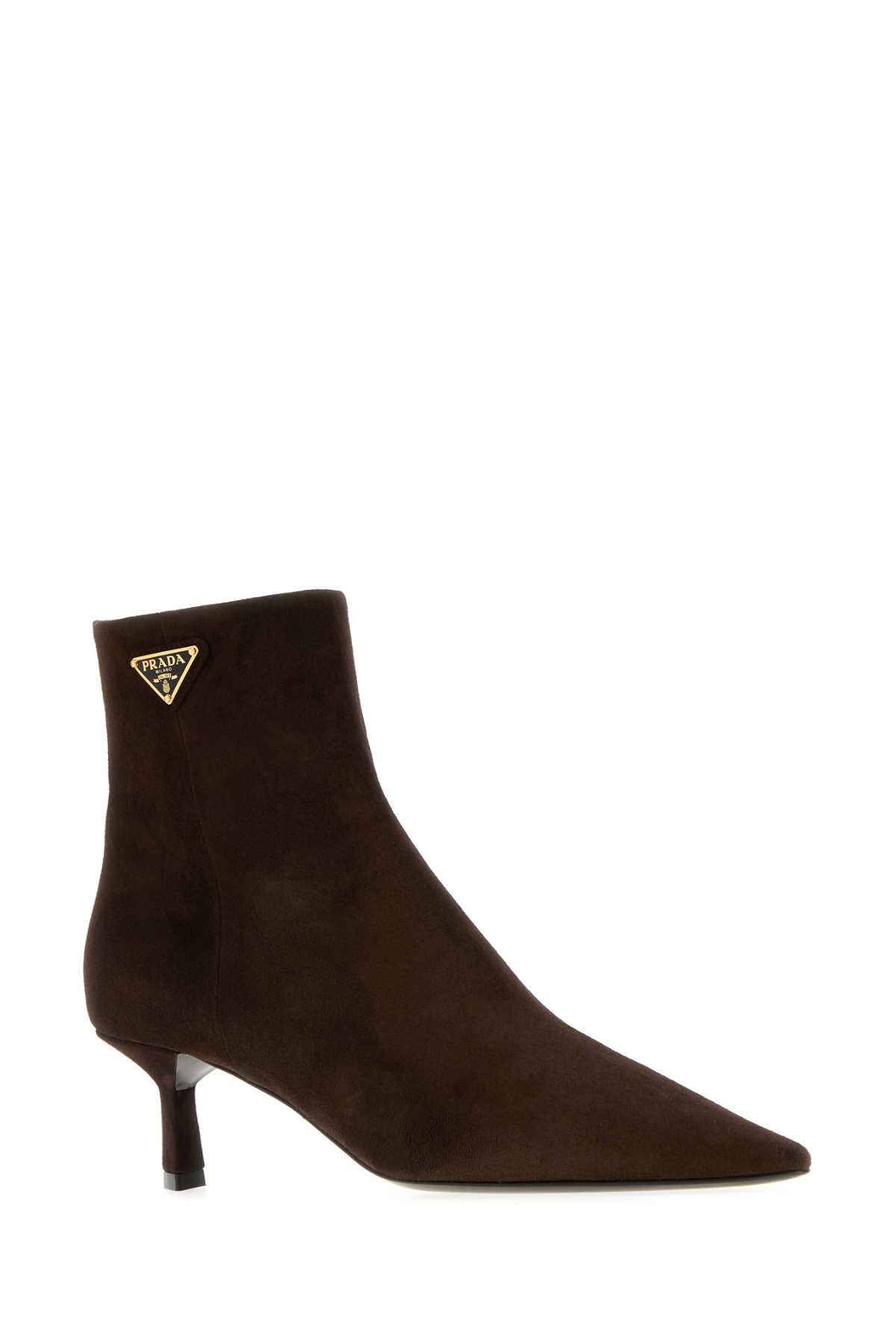 Prada Suede Ankle Boots Featuring Kitten Heel In Burgundy
