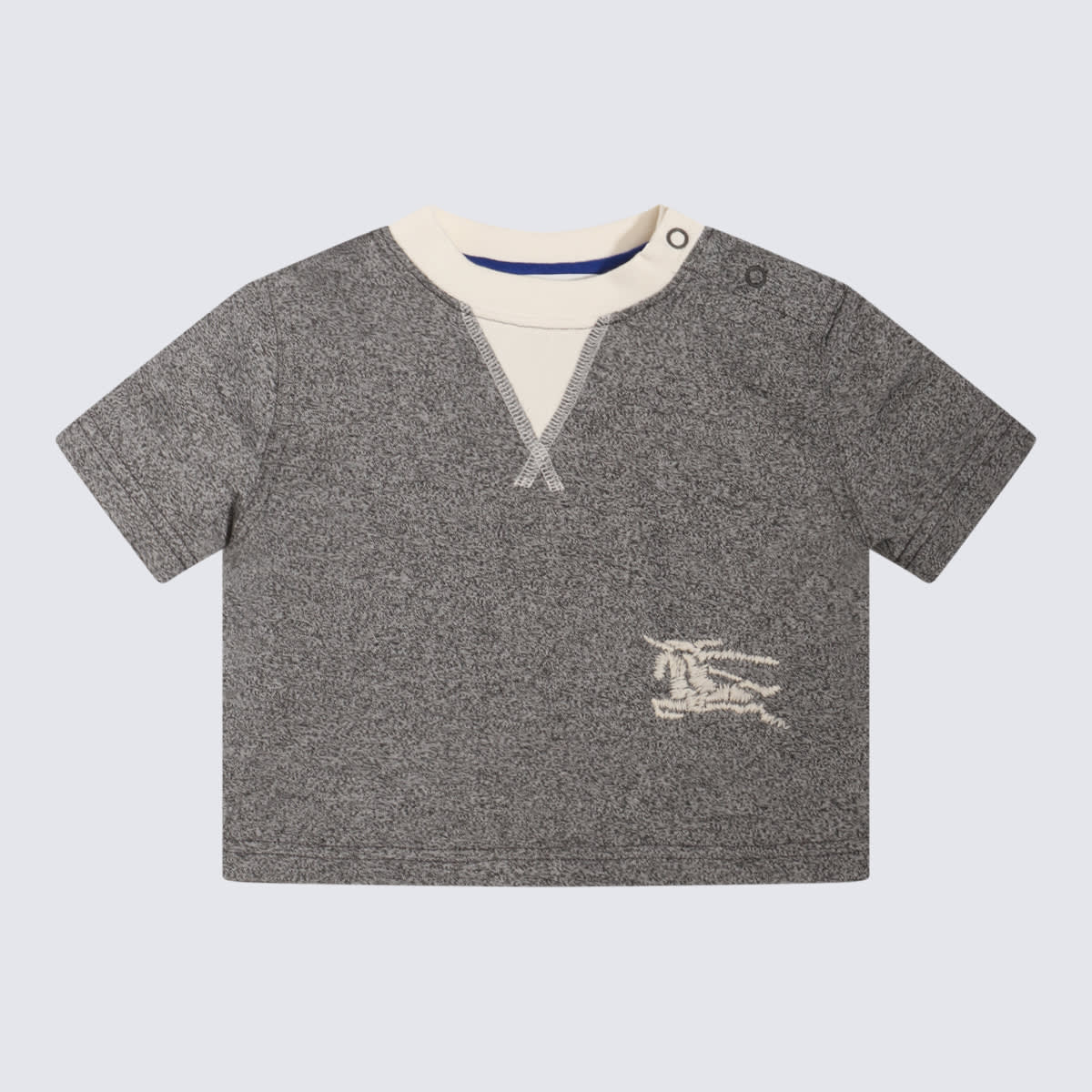 Burberry Babies' Grey And White Cotton T-shirt In Charcoal Grey Melang