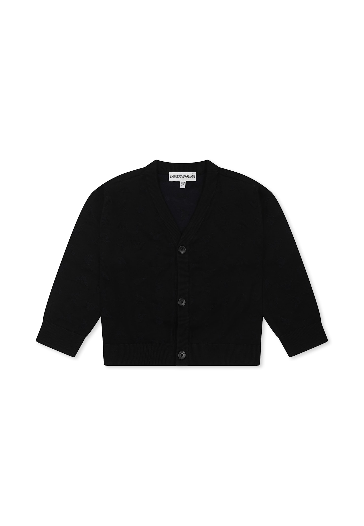 Emporio Armani Blue Cardigan For Baby Boy With Iconic Logo In Blue