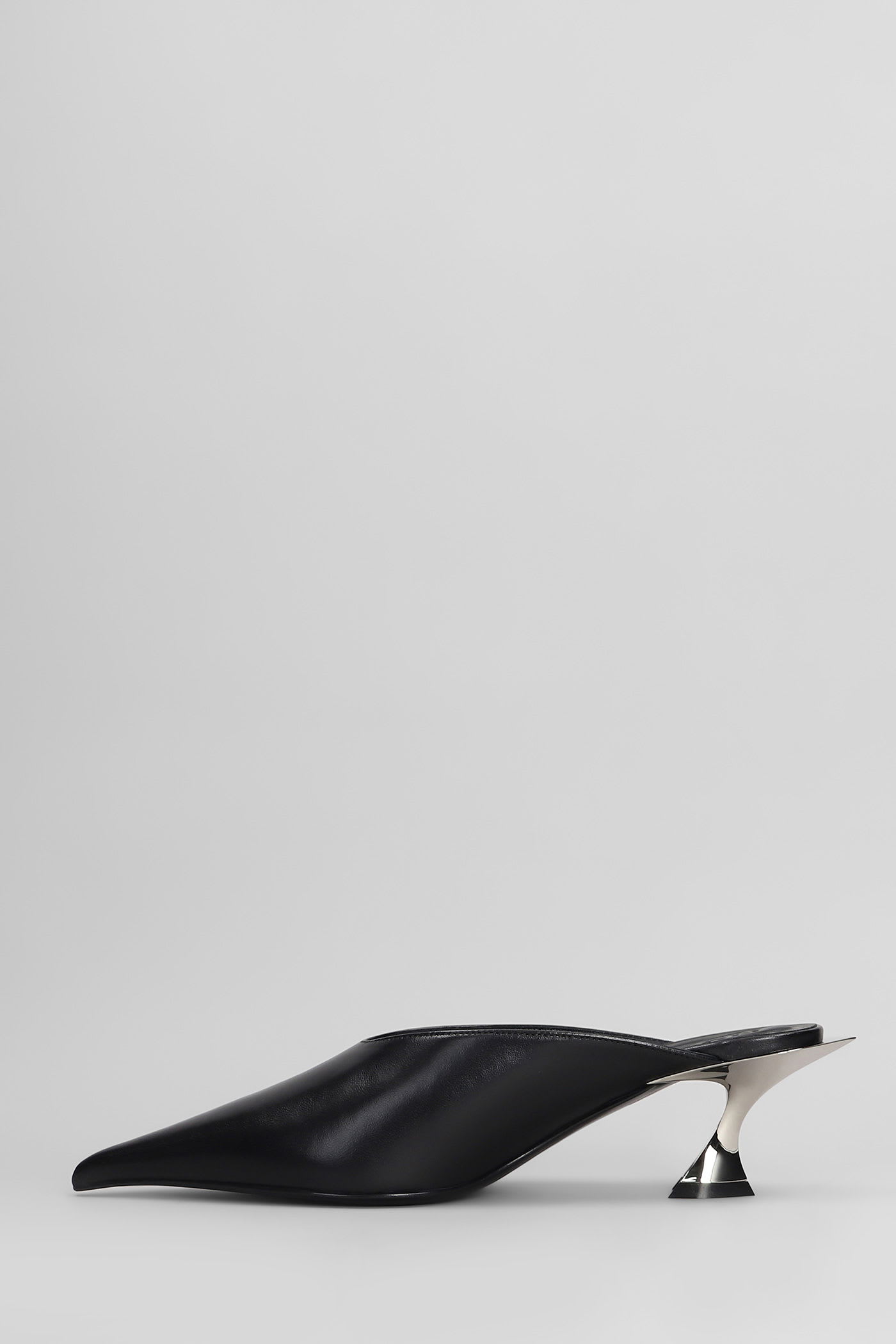 Mugler Slipper-mule In Black Leather In Black