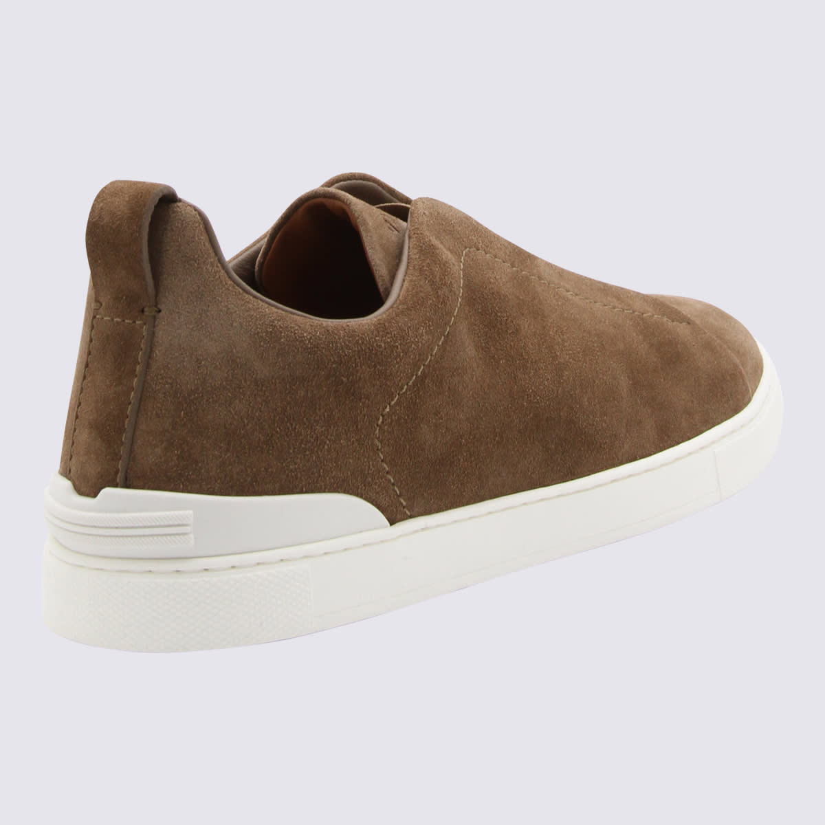 Shop Zegna Taupe Suede Slipon Sneakers In Cioccolato