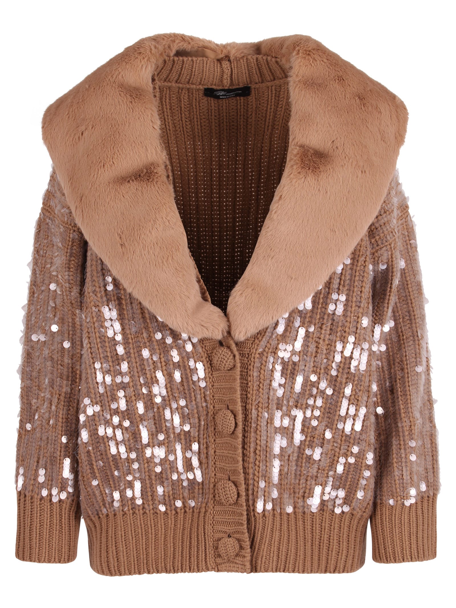 Blumarine Knitted All-over Sequins Embellished Wool Cardigan