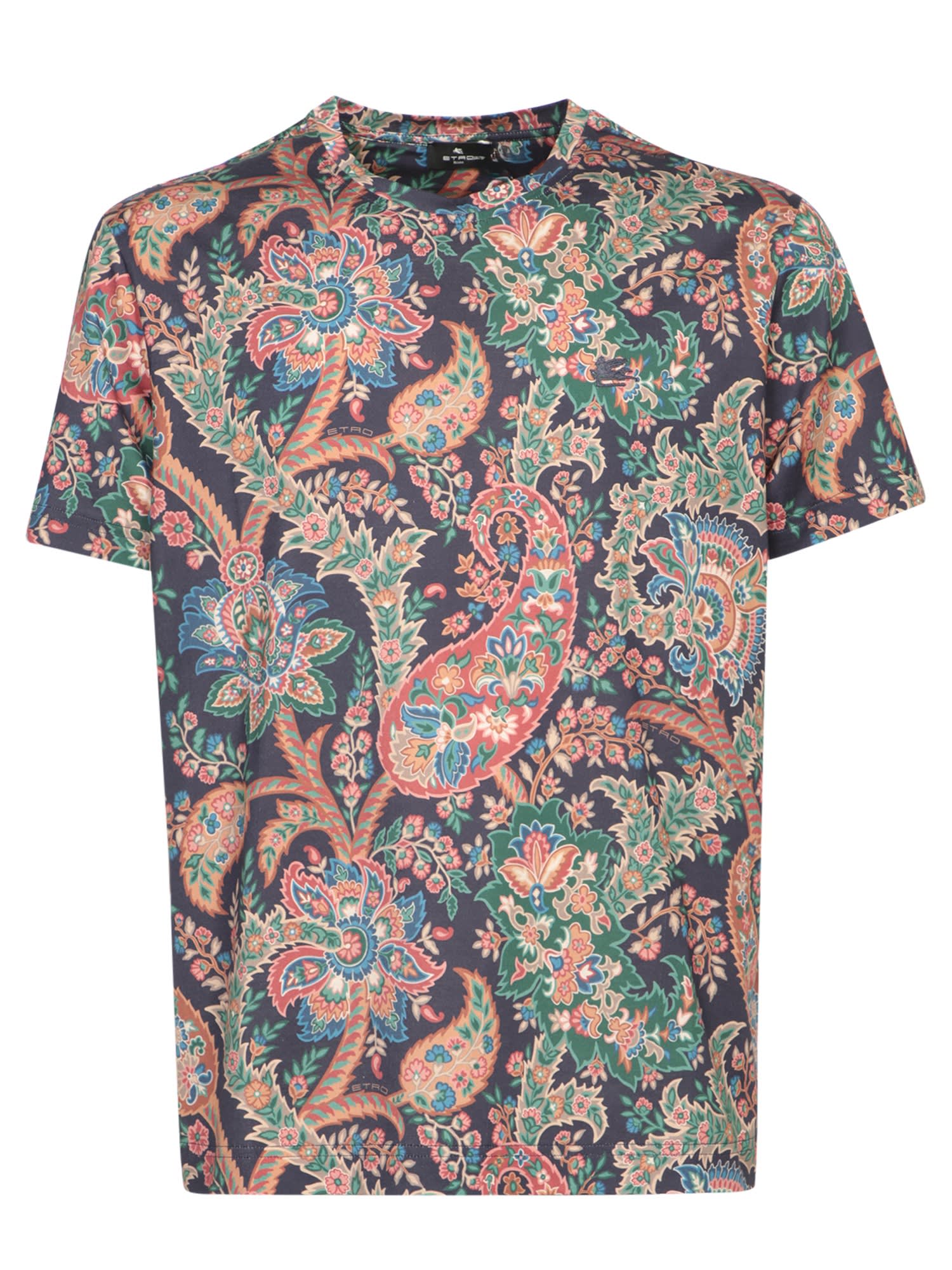 Shop Etro Roma Blue Patterned T-shirt