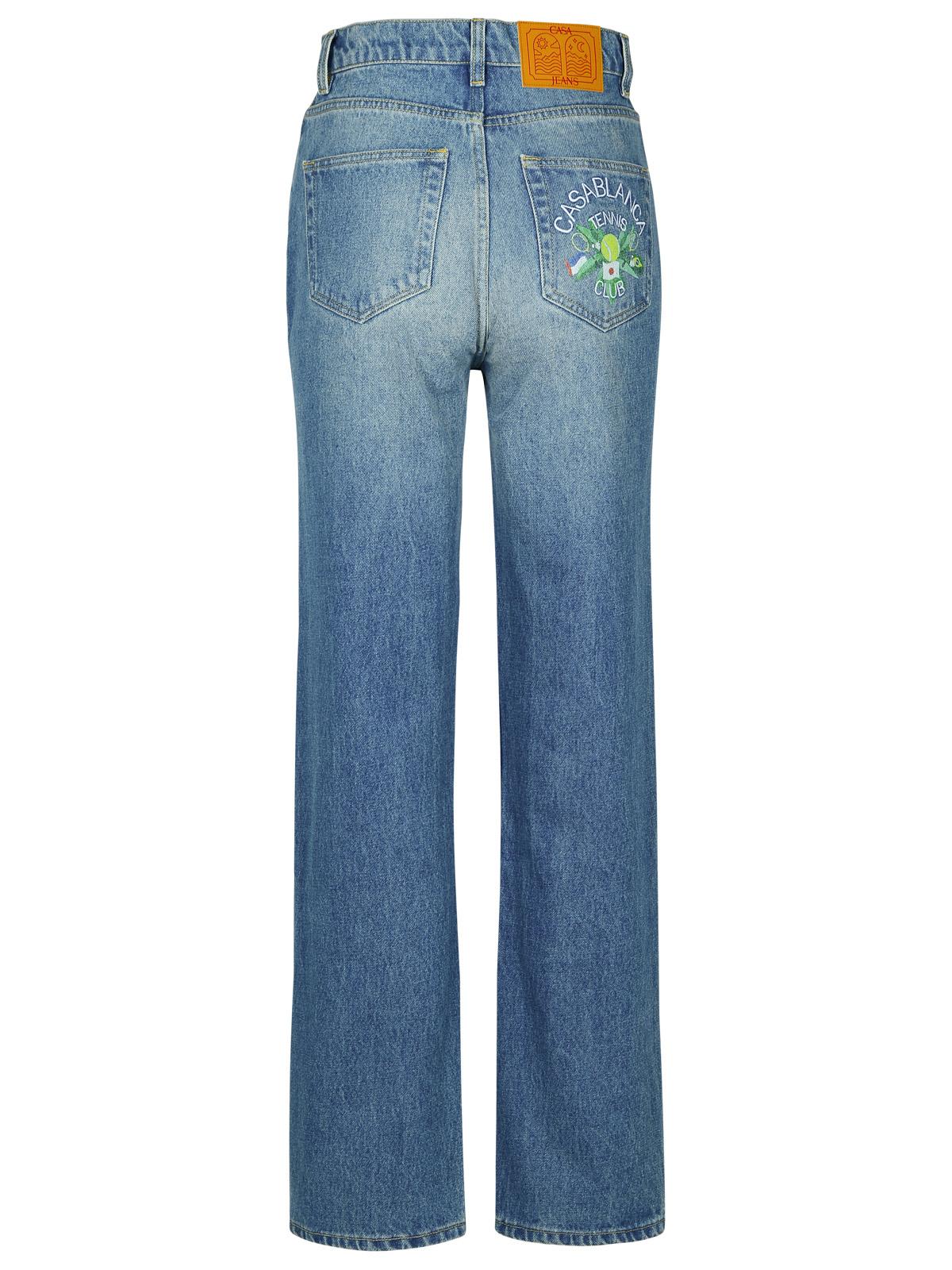 Shop Casablanca Light Blue Denim Cotton Jeans