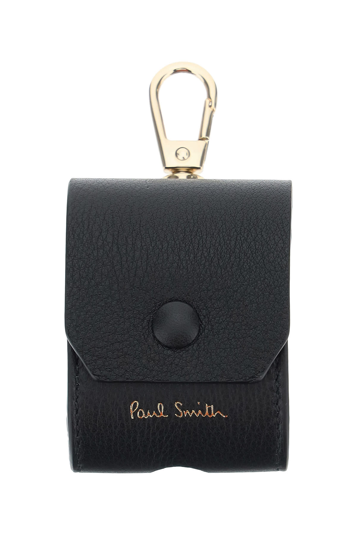 Paul Smith Signature Stripe Leather Airpod Case In Black
