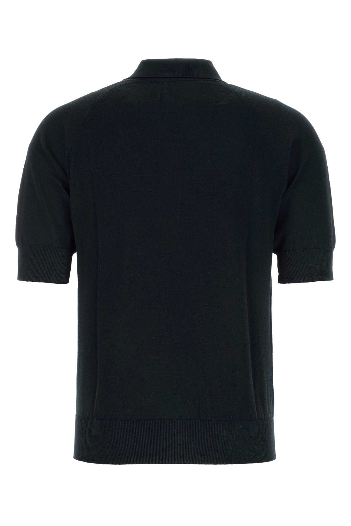 Shop Pt01 Black Cotton Blend Polo Shirt In 0990