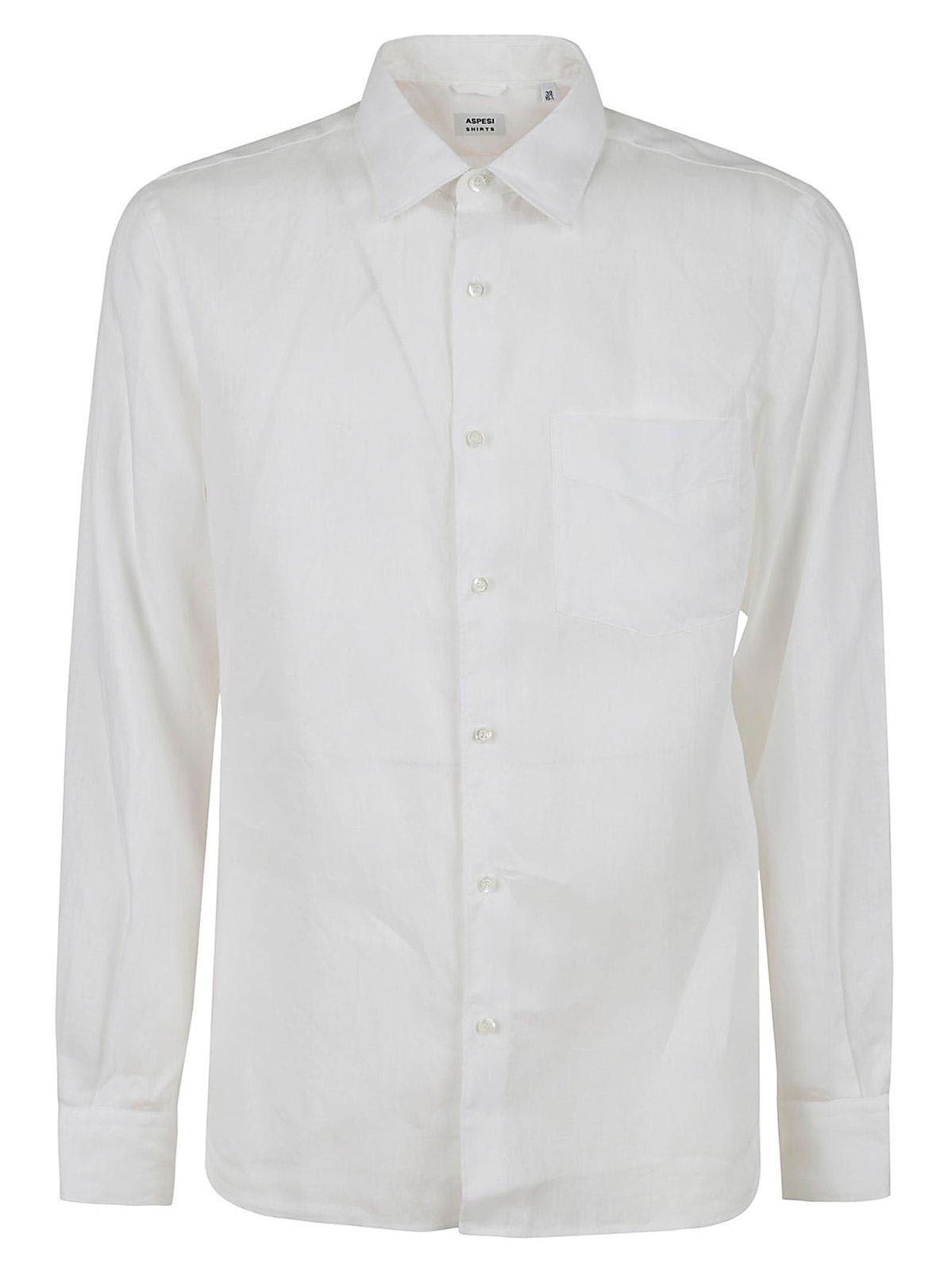 Aspesi Cutaway-collar Pocket Shirt In White