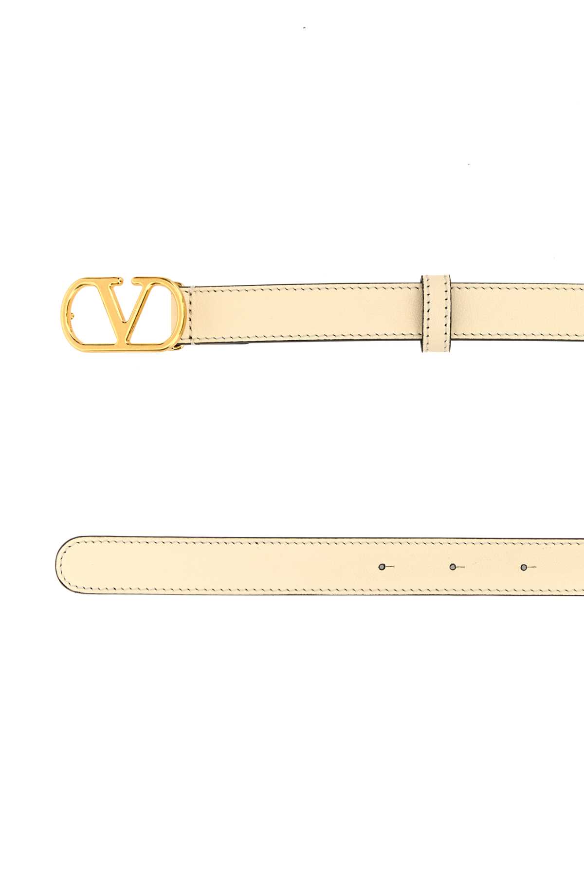 Valentino Ivory Leather Vlogo Belt In Brown