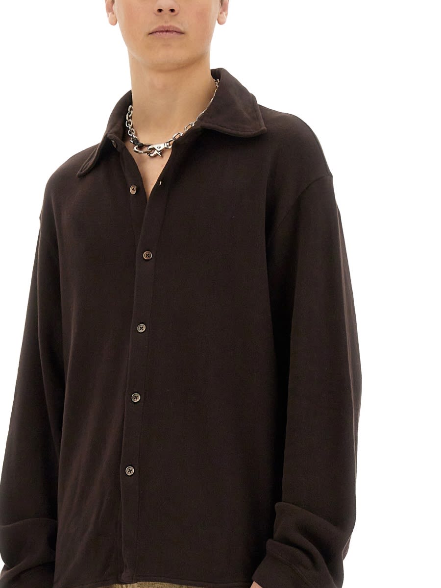 Our Legacy Sleeve Cuffed Long Shirt In Brown