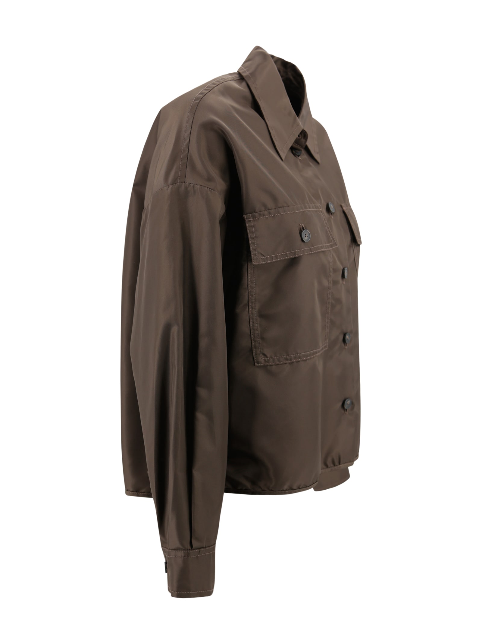 Weekend Max Mara Max Mara Weekend Short Waterproof Twill Jacket In Brown