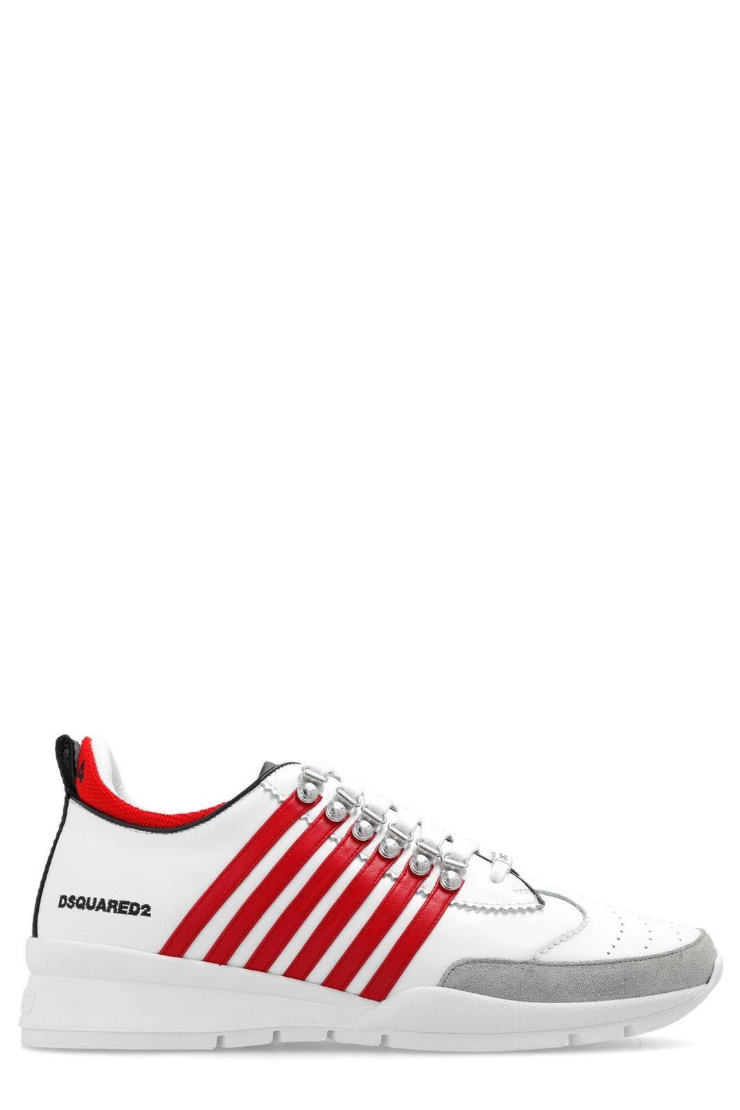 Shop Dsquared2 Legendary Striped Almond Toe Sneakers In Bianco