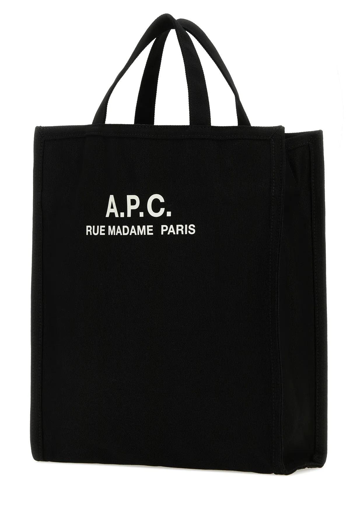 Shop Apc Black Canvas Cabas Shopping Bag Tote