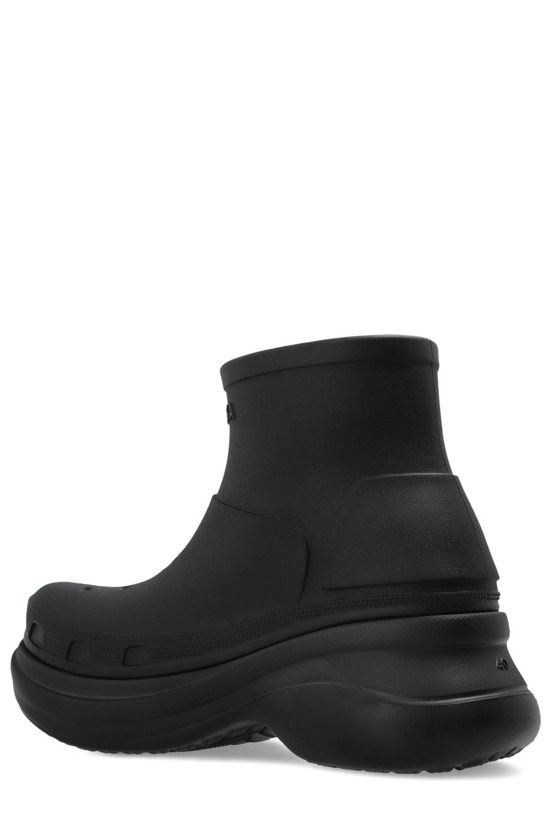 BALENCIAGA X CROCS LOGO EMBOSSED ANKLE BOOTS 