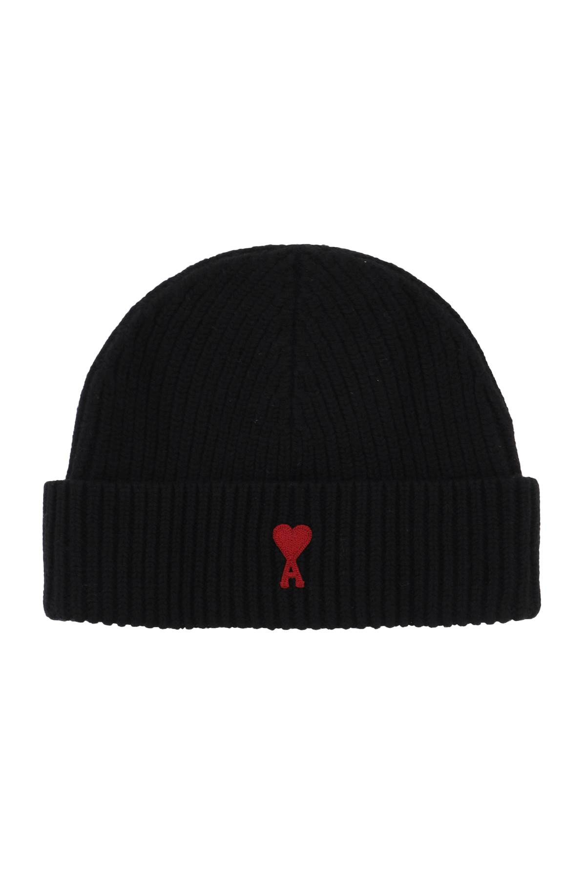 Shop Ami Alexandre Mattiussi Virgin Wool Ami De Coeur Beanie Hat In Black