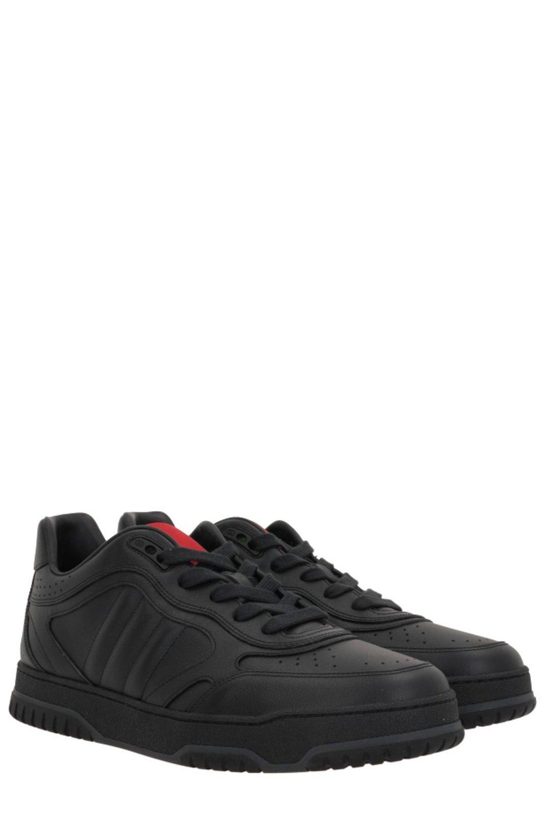 Gucci Re Web Black Lace Up Sneakers In Black