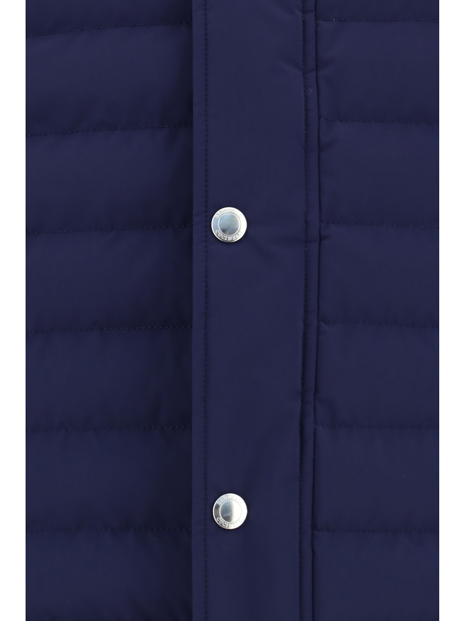 Shop Brunello Cucinelli Down Jacket In Blu Indigo+semi Di Lino