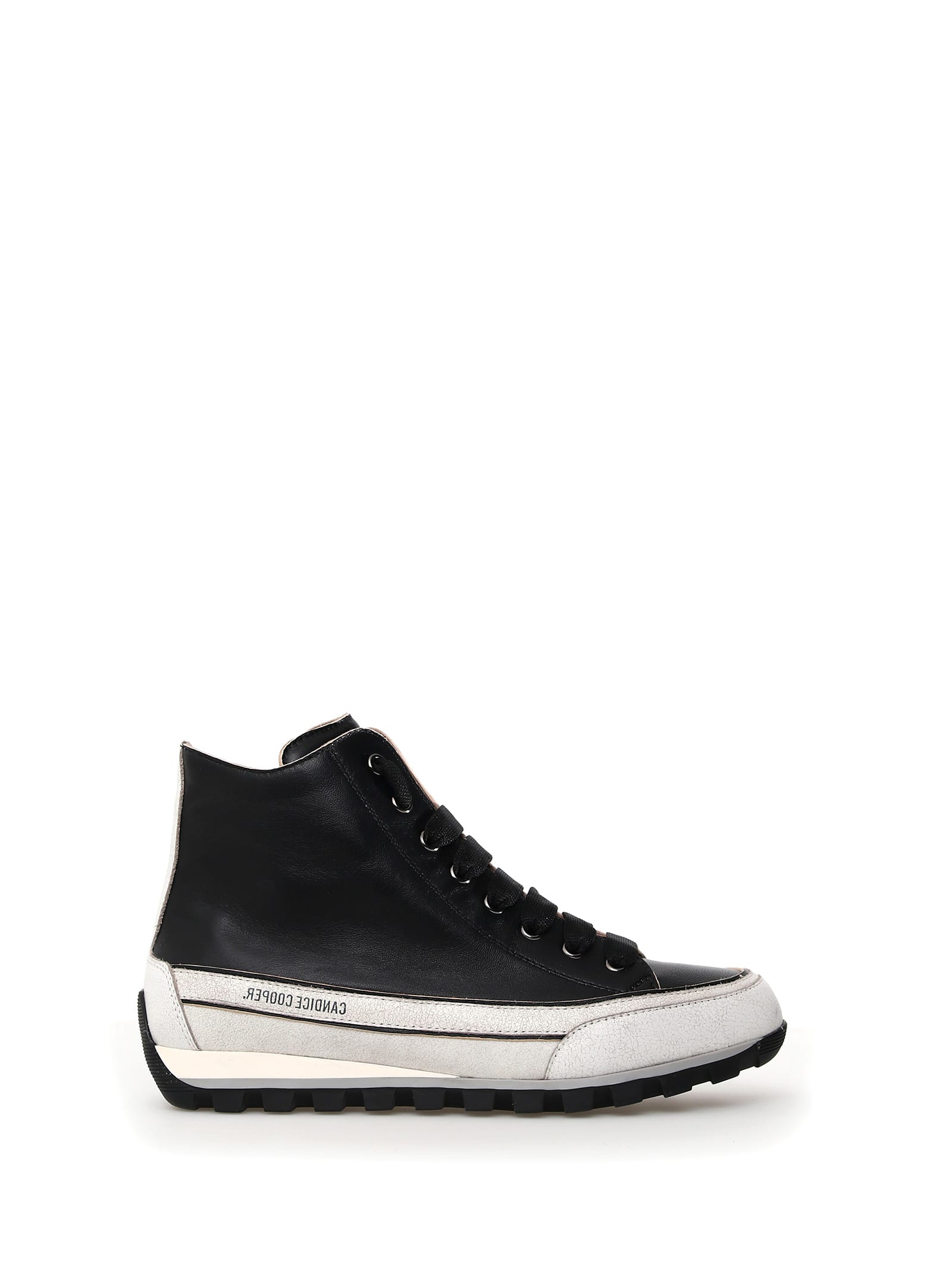 Shop Candice Cooper Black Nappa Leather High-top Sneaker In Nero