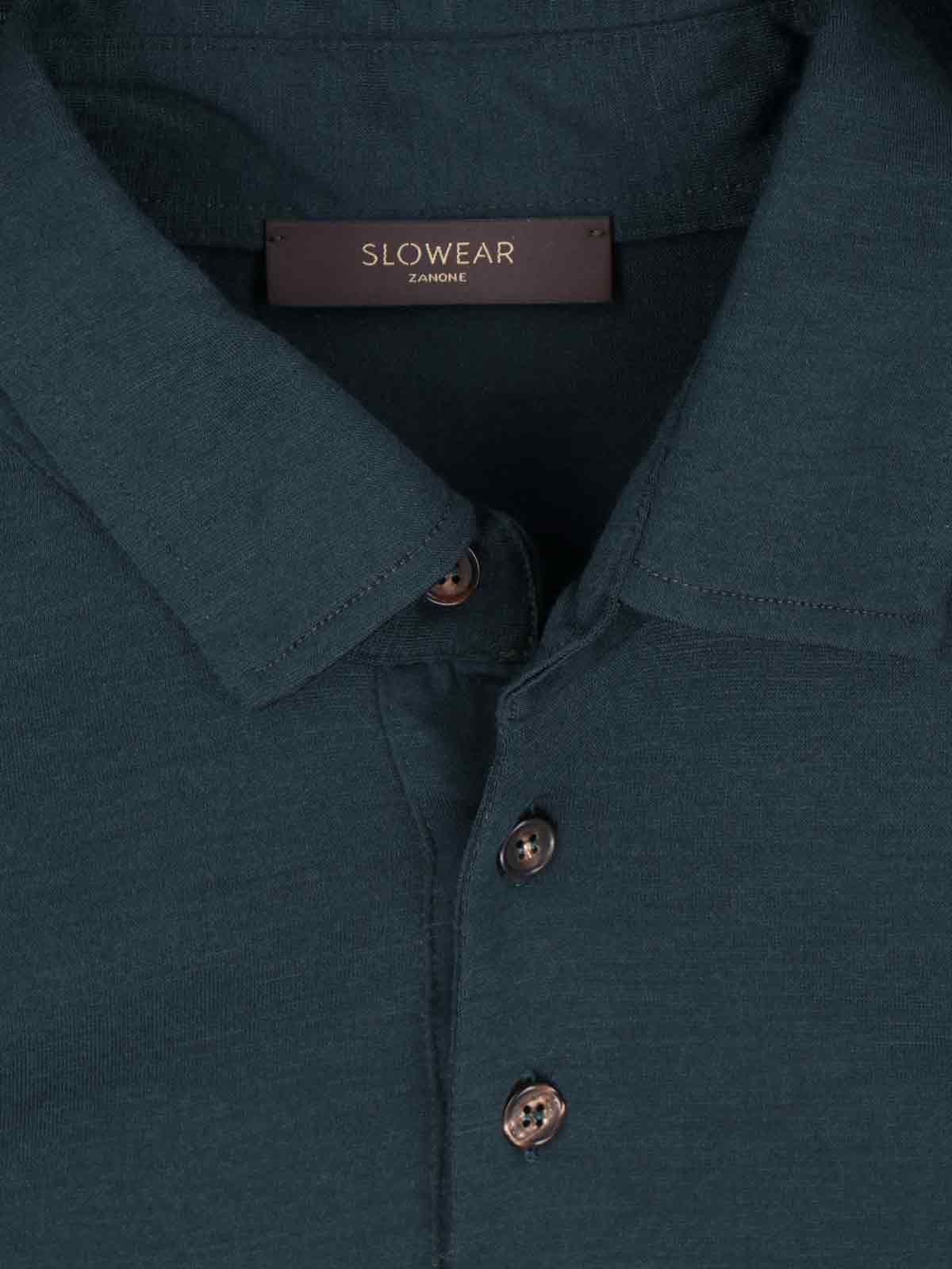 Zanone Virgin Wool Polo Shirt In Green