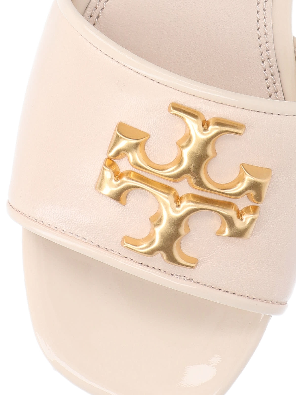 Shop Tory Burch Eleanor Slider Sandals In Crema