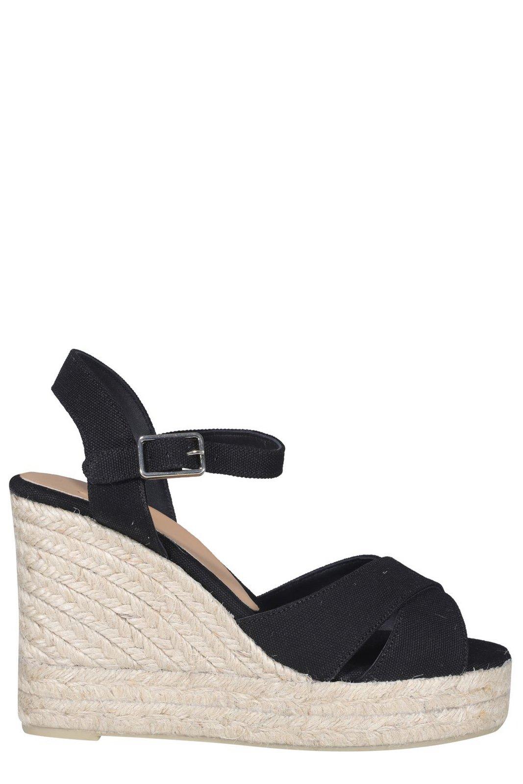 Shop Castaã±er Blaudell Buckle-fastened Wedge Sandals In Black