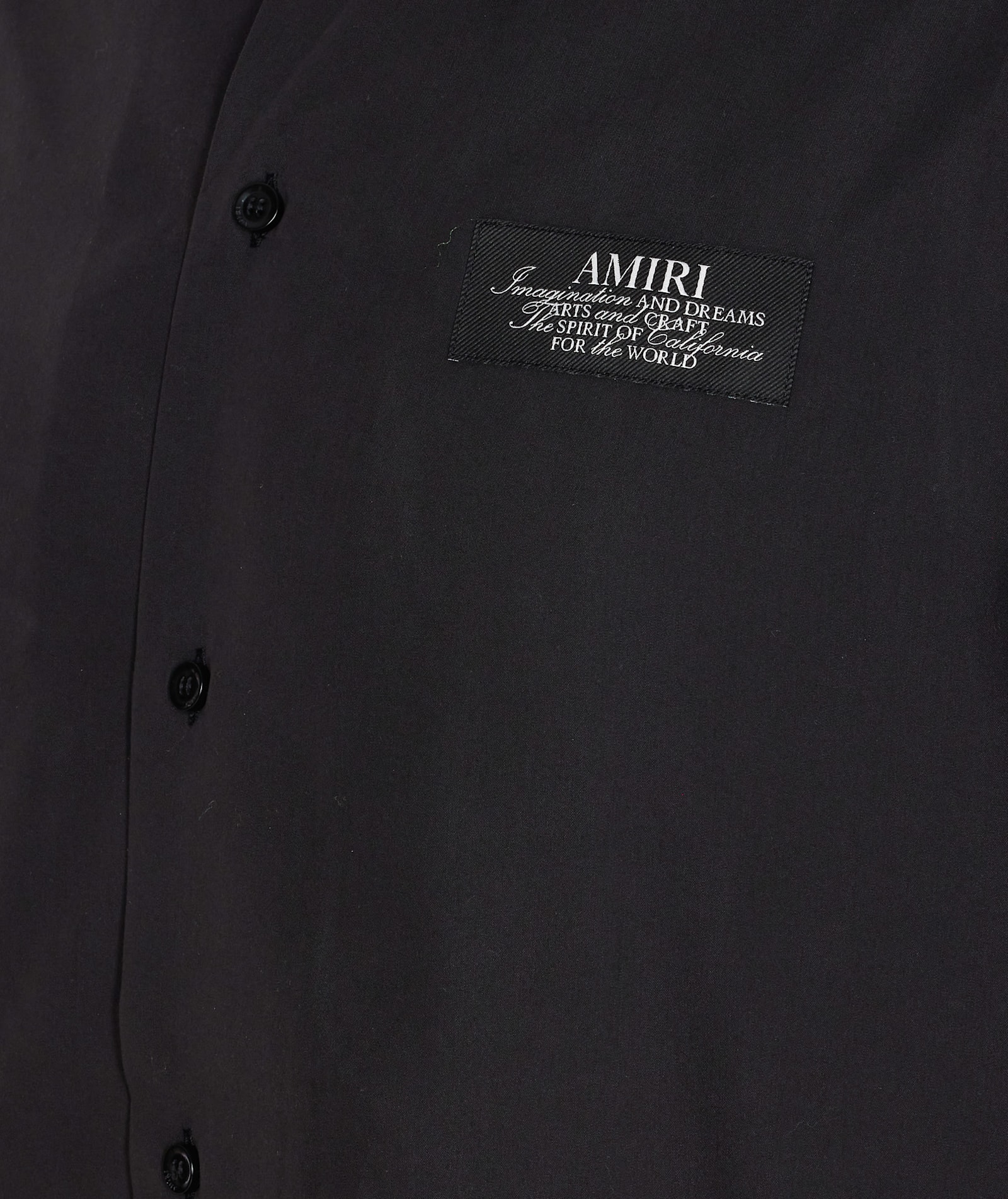 Amiri Mens Black Spirit Logo-patch Woven Bowling Shirt