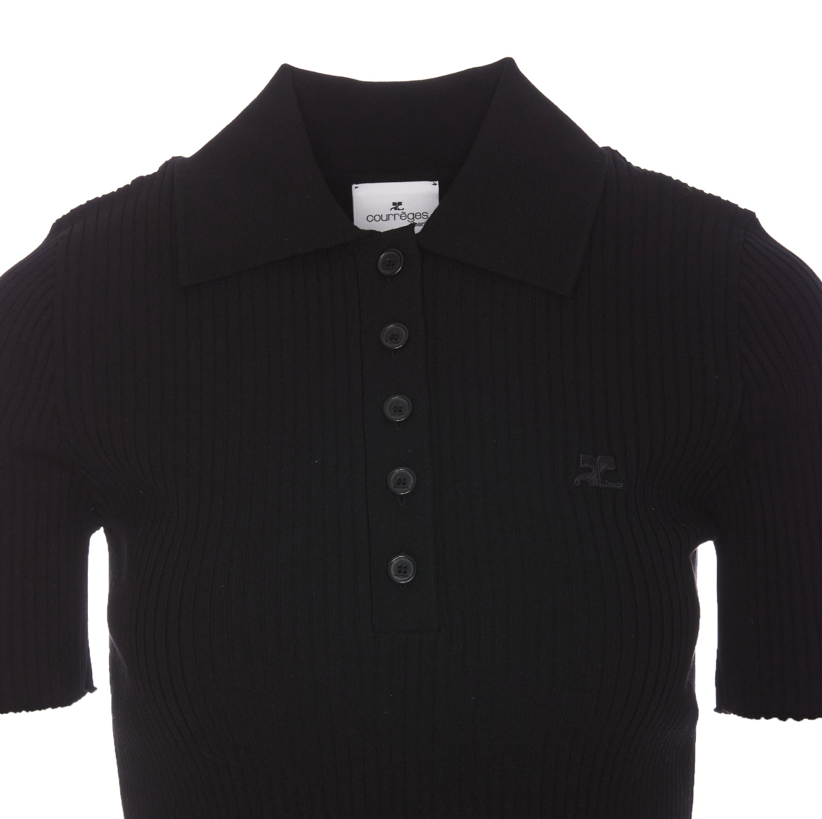 Shop Courrèges Signature Polo In Black