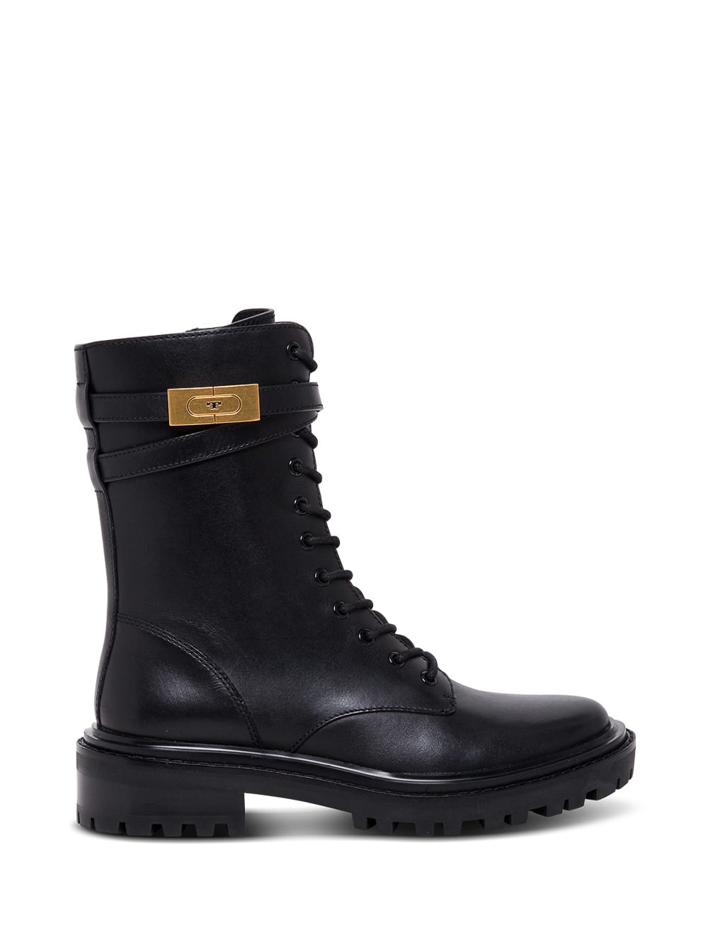 Tory Burch T Hardware Black Leather Ankle Boots With Logo