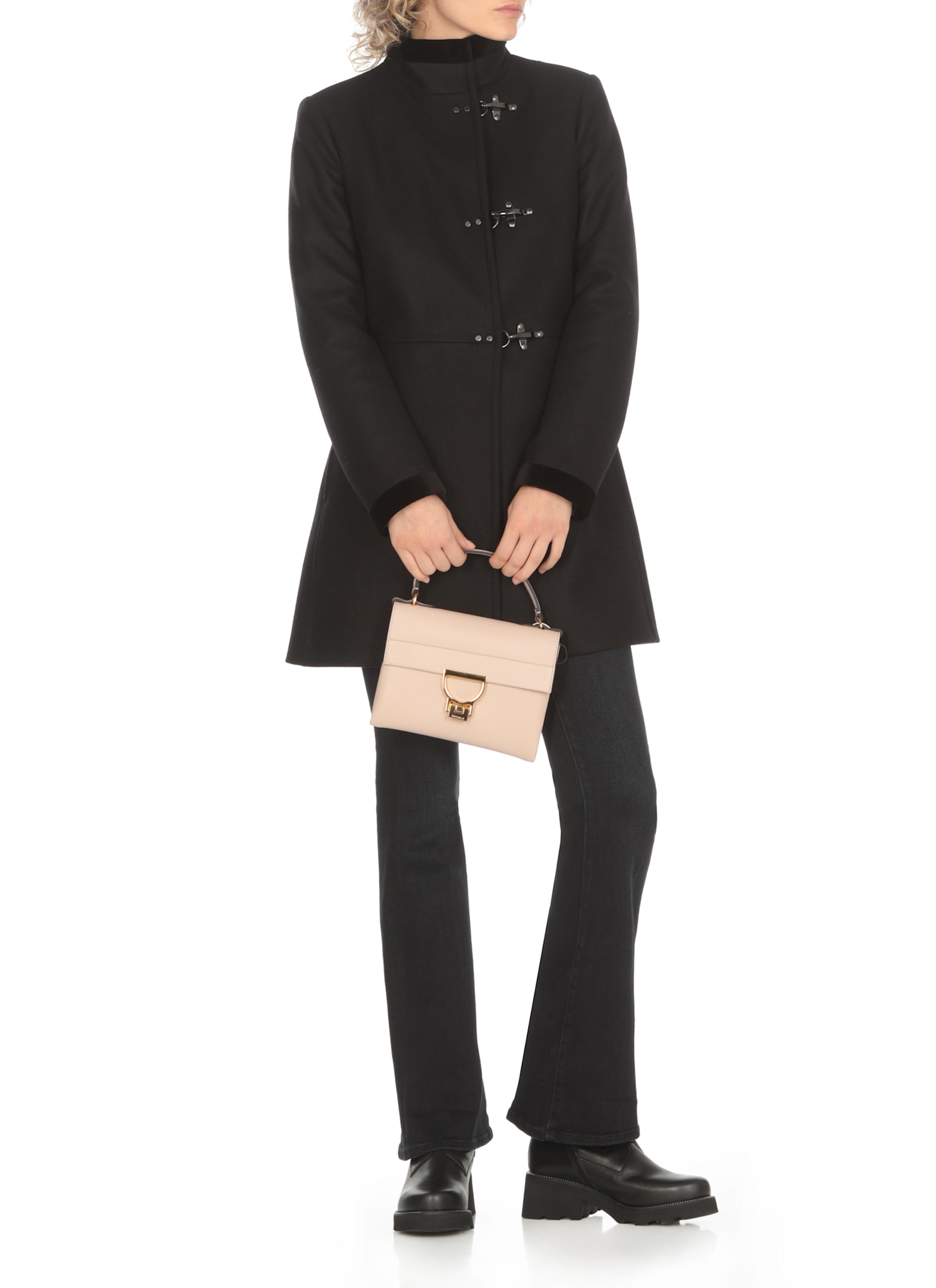 Fay Romantic Coat In Black In Soft Wool Blend Fabric In Black