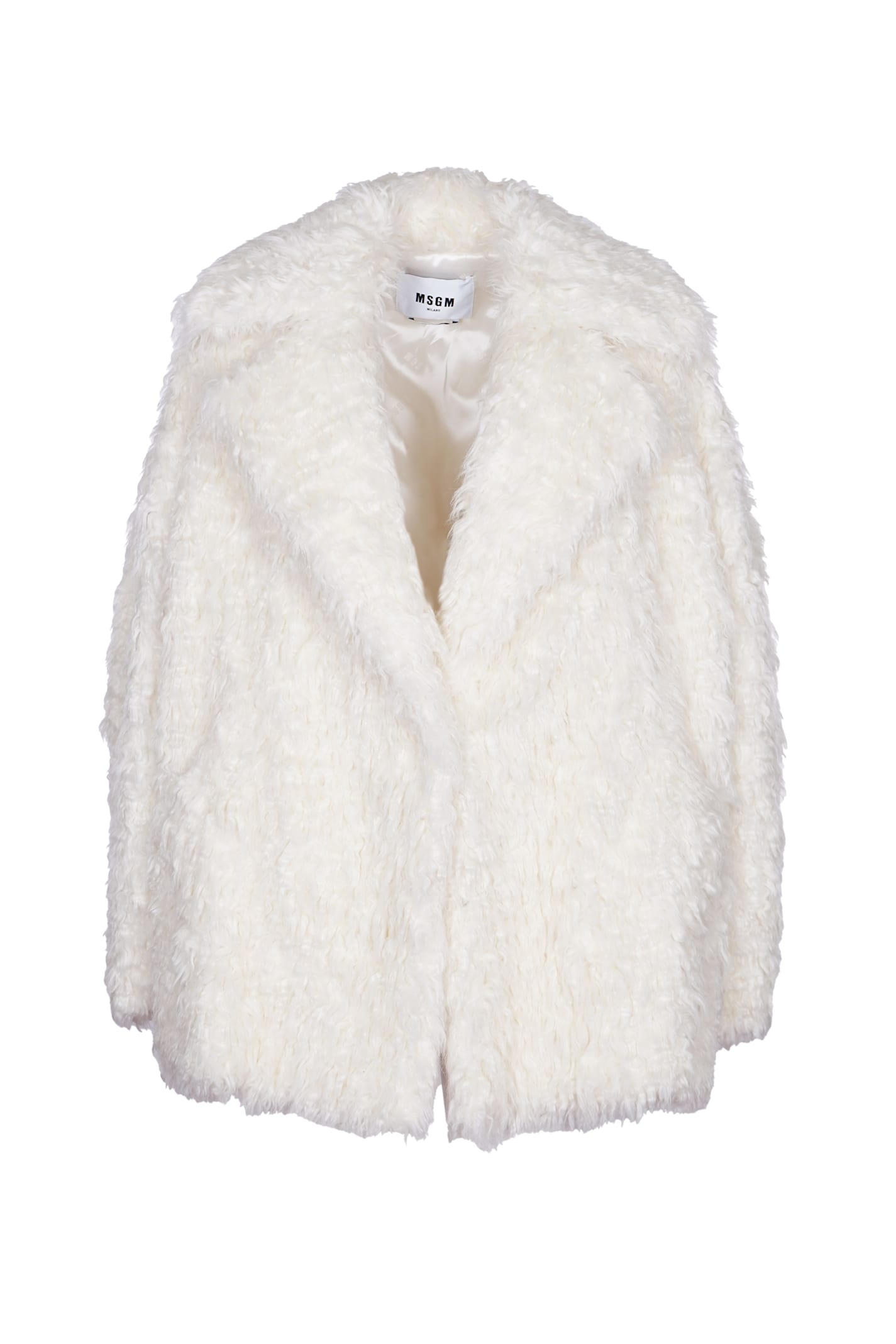 Shop Msgm All-over Fur Applique Jacket In Off White