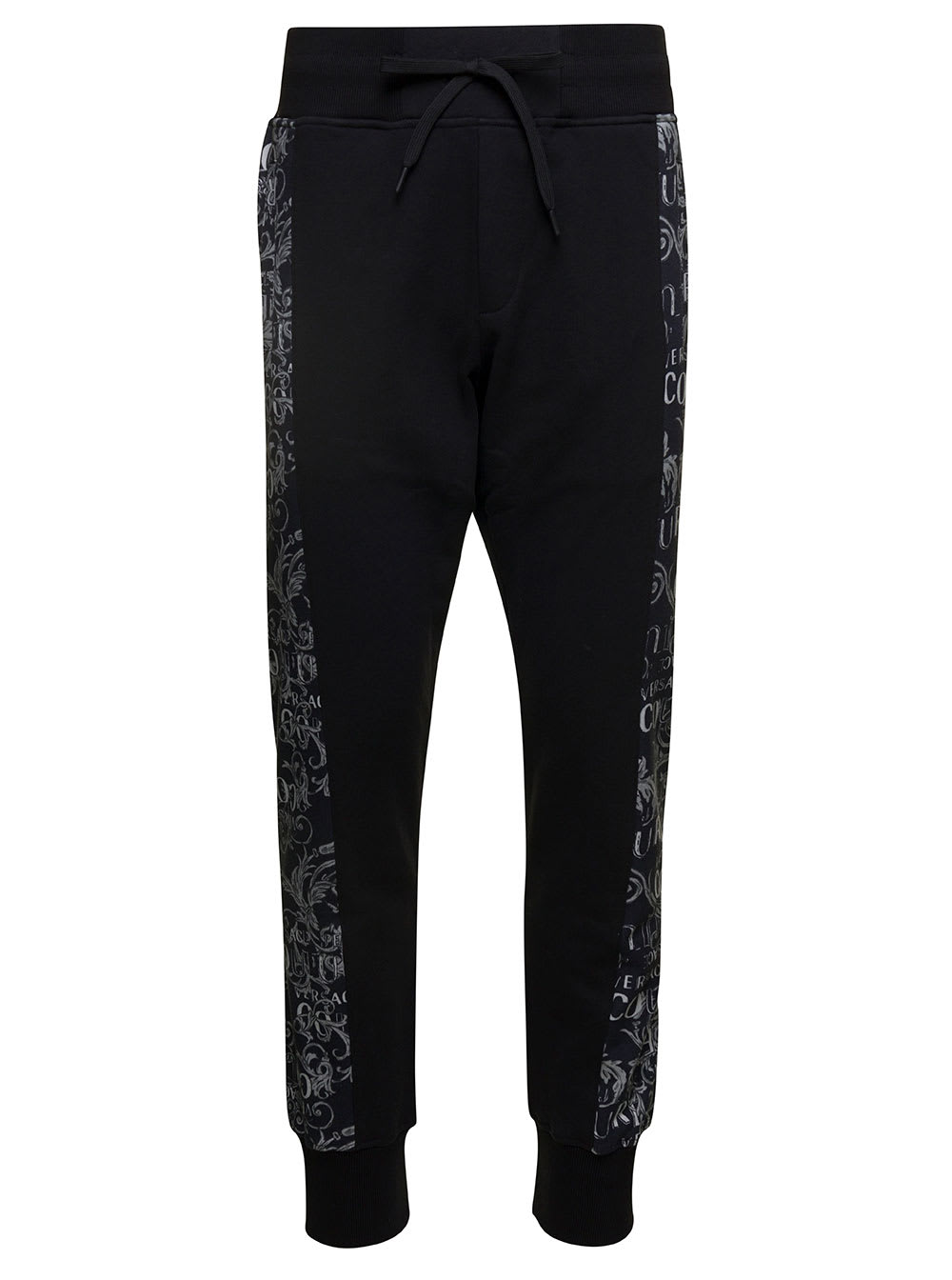 VERSACE JEANS COUTURE BLACK COUTURE TRACK PANT IN COTTON MAN