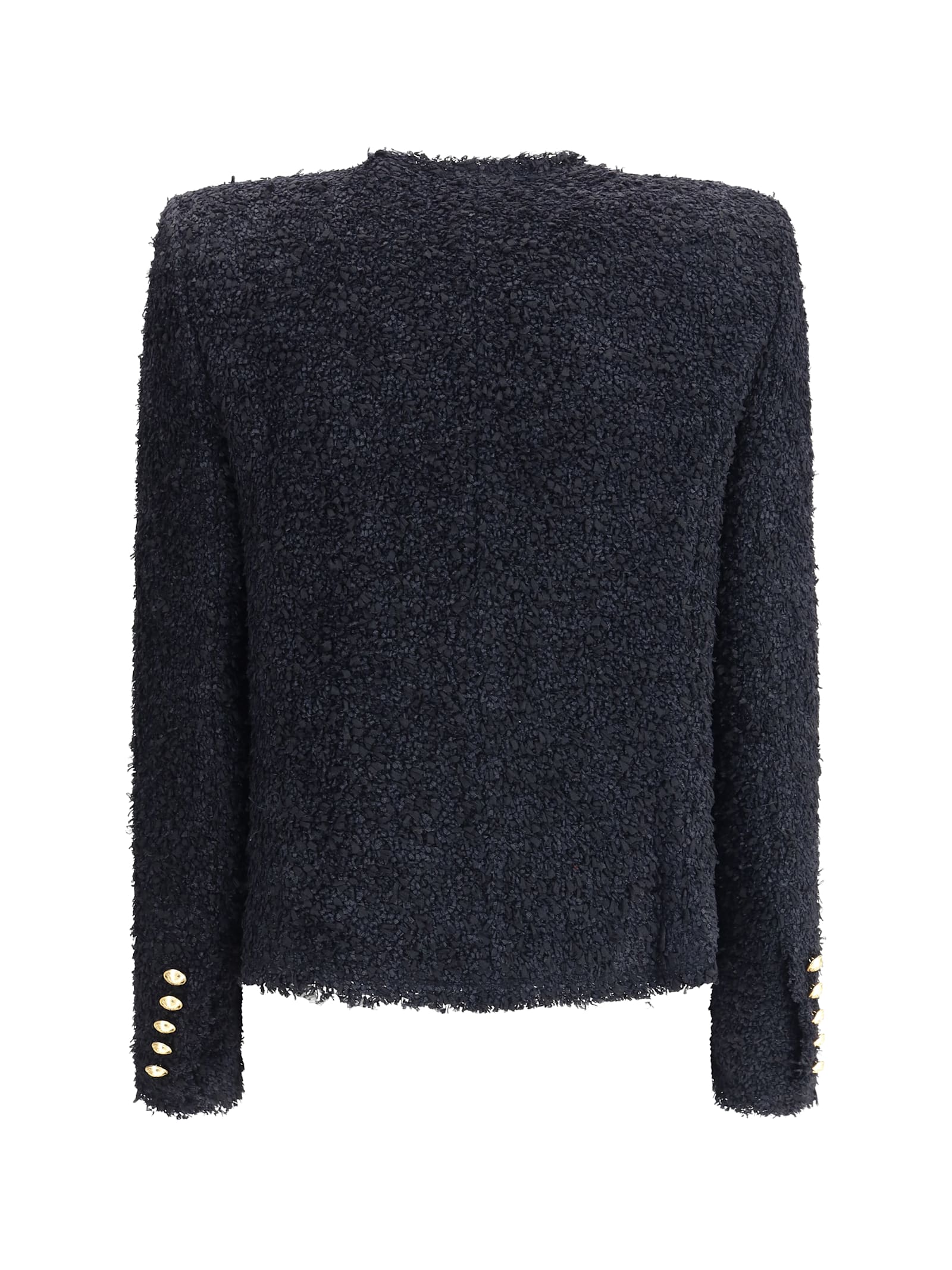 Balmain Tweed Spencer Jacket In Black