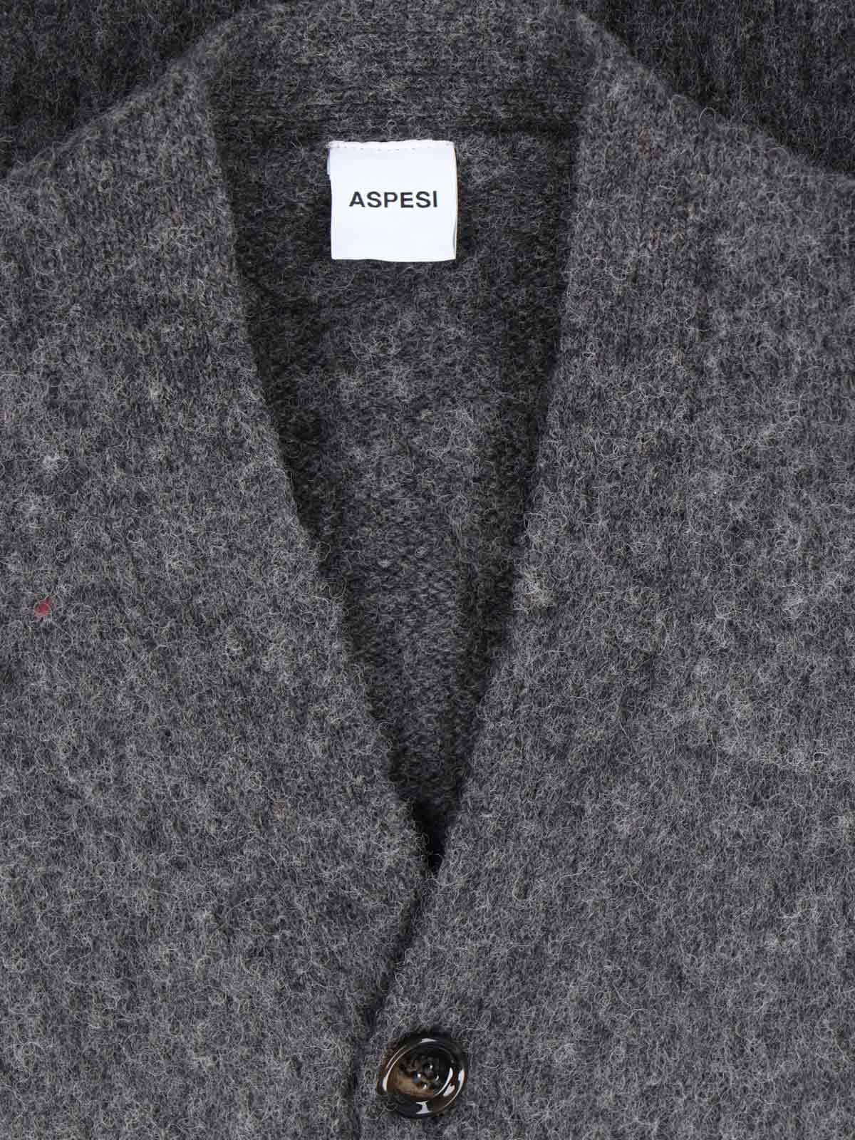 Aspesi V-neck Cardigan In Gray