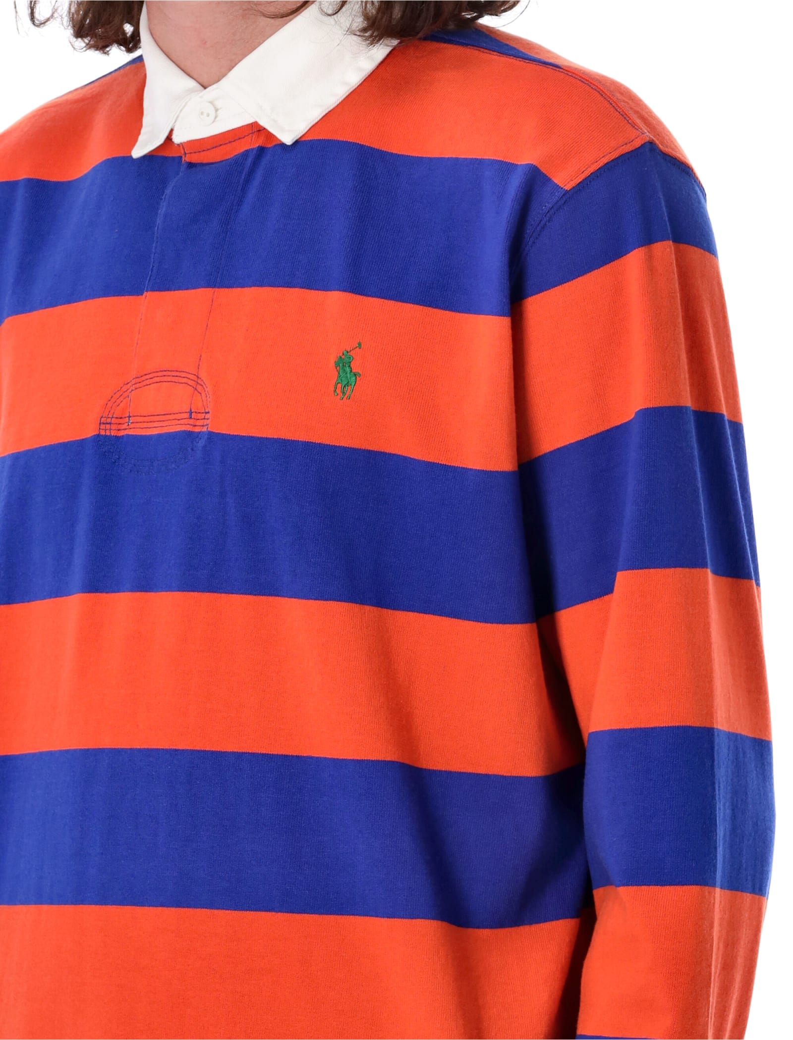 Shop Polo Ralph Lauren Rugby Stripes Polo Shirt In Orange Royal