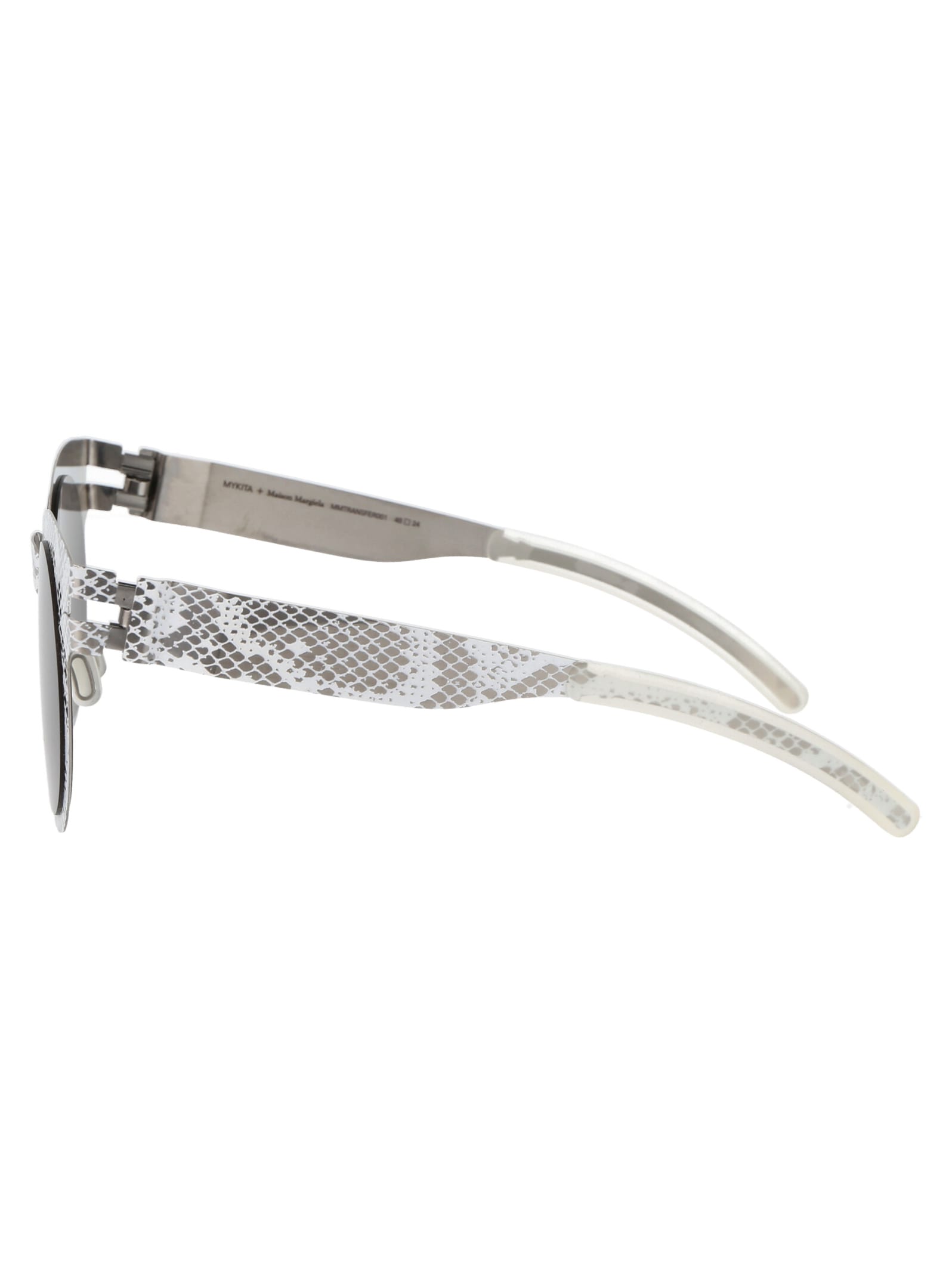 Shop Mykita Mmtransfer001 Sunglasses In 241 Silver White Python Dark Grey Solid