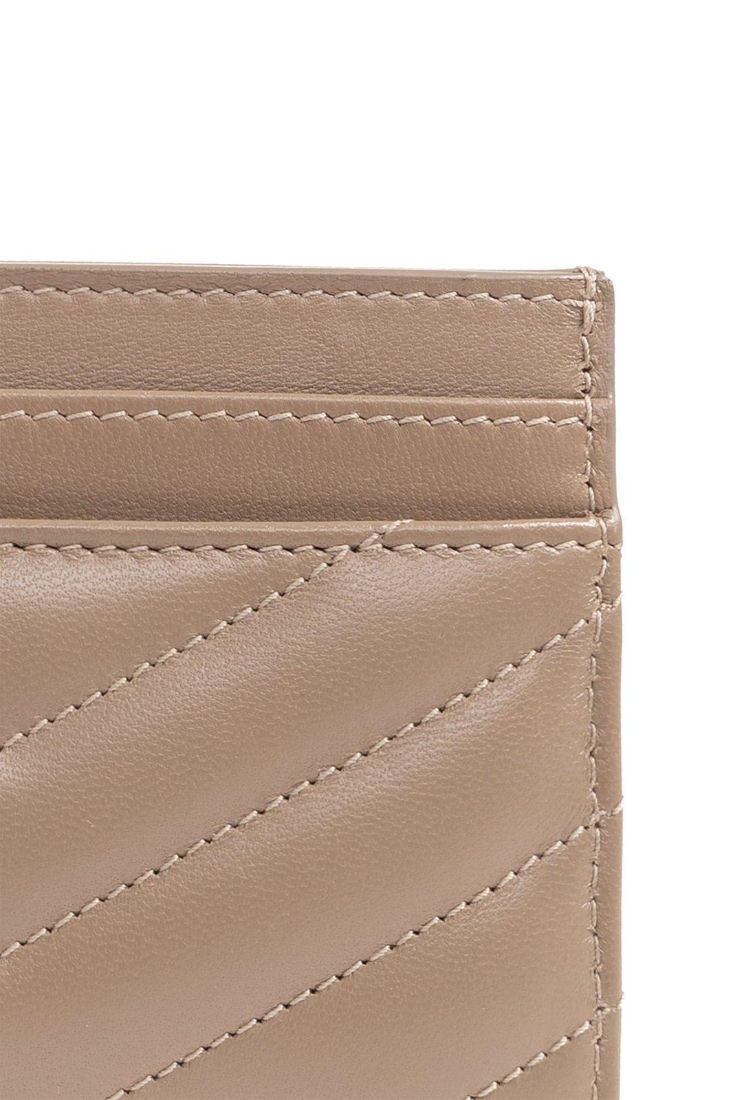 Saint Laurent Cassandre Card Holder In Brown