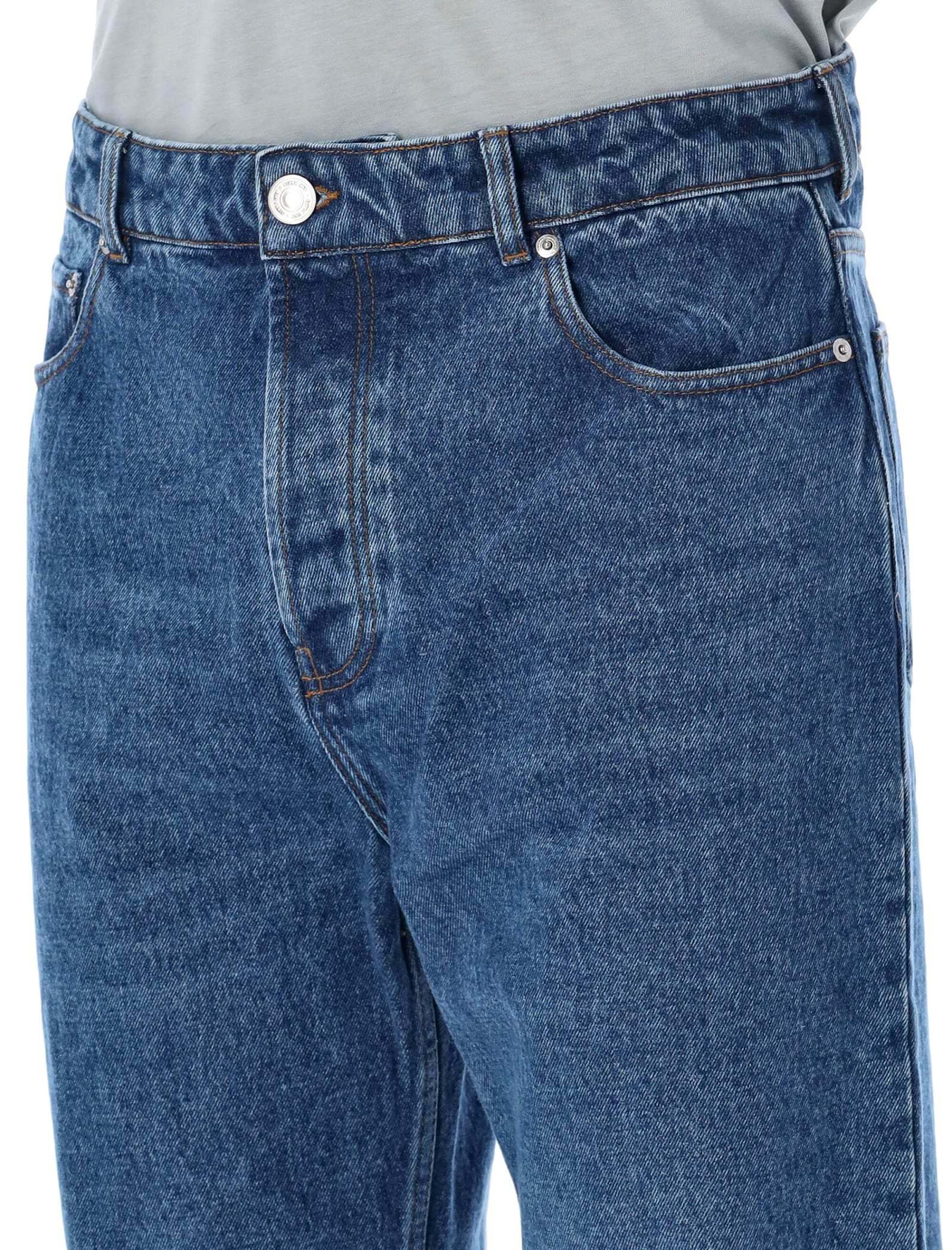 Shop Ami Alexandre Mattiussi Large Fit Jeans In Used Blue