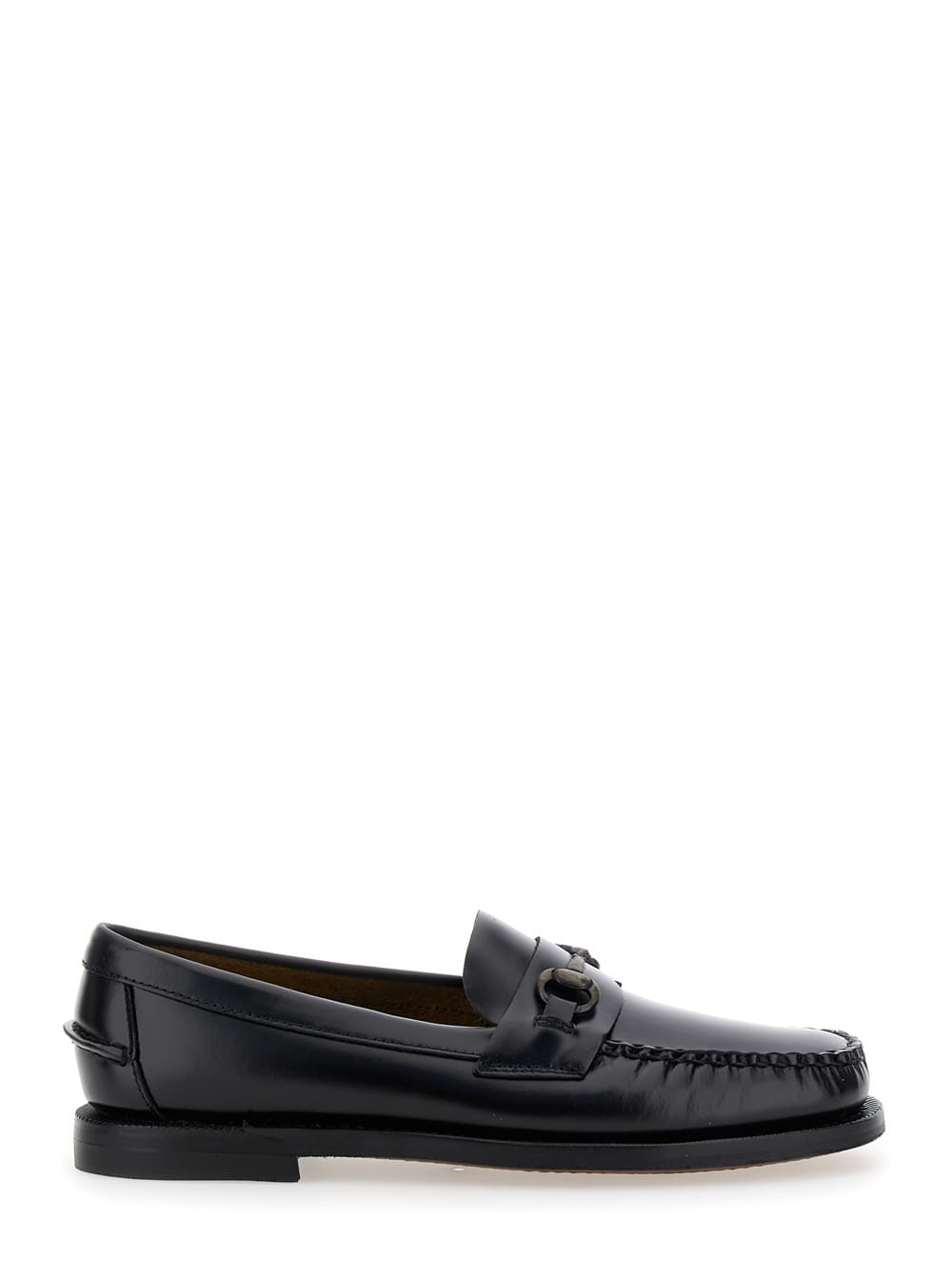 Sebago joe Black Pull-on Loafers With Horsebit Detail In Leather Man